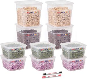 10-Pack Mini Food Storage Containers with Sealing Lids, Small Built-in Label Area Translucent Container Set, Commercial Grade, BPA-Free, Microwave Safe, 6 x 20 oz & 4 x 36 oz, 2 Markers Included