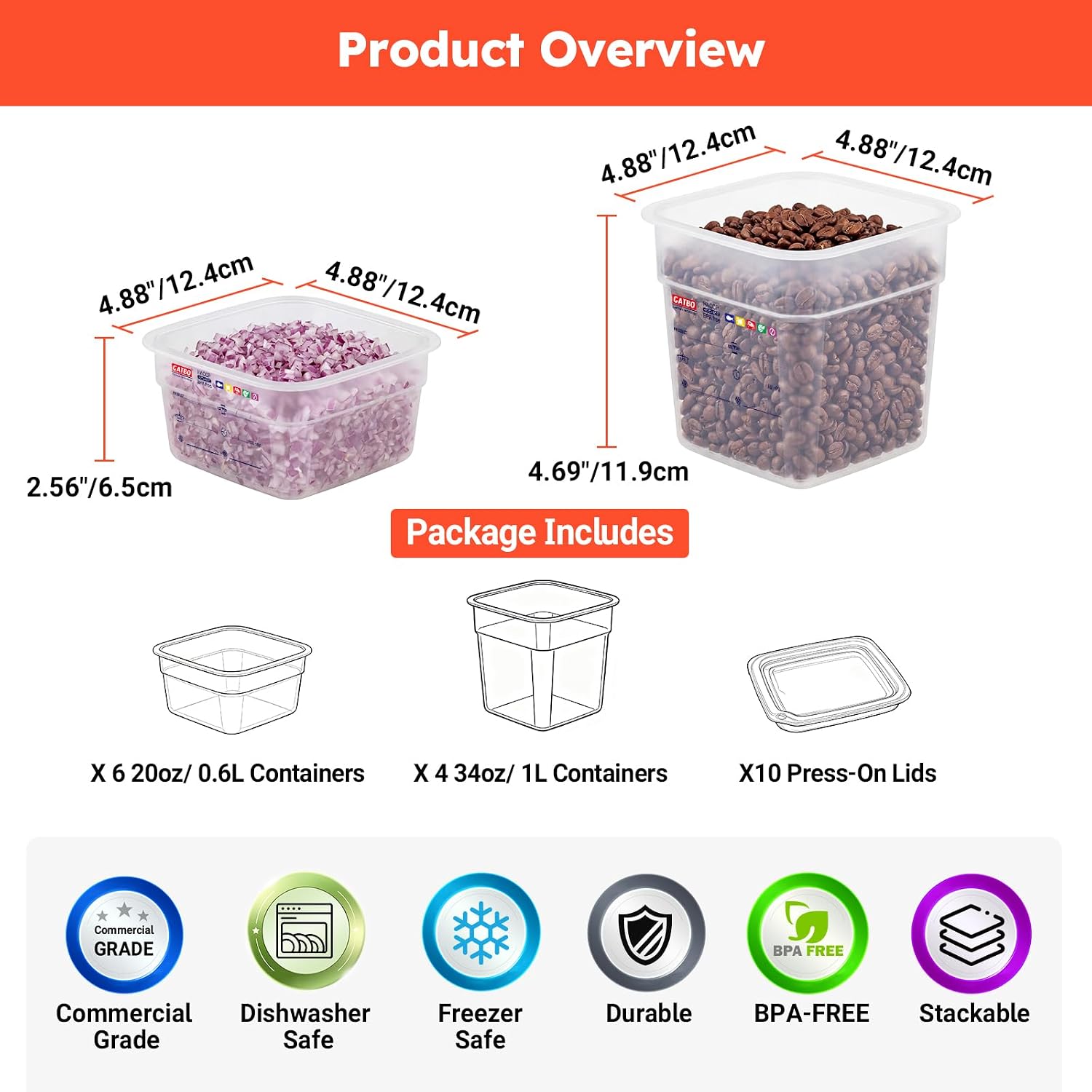 10-Pack Food Storage Containers Review: Lids, Labels, Mixed Sizes, Commercial Grade - Image 2