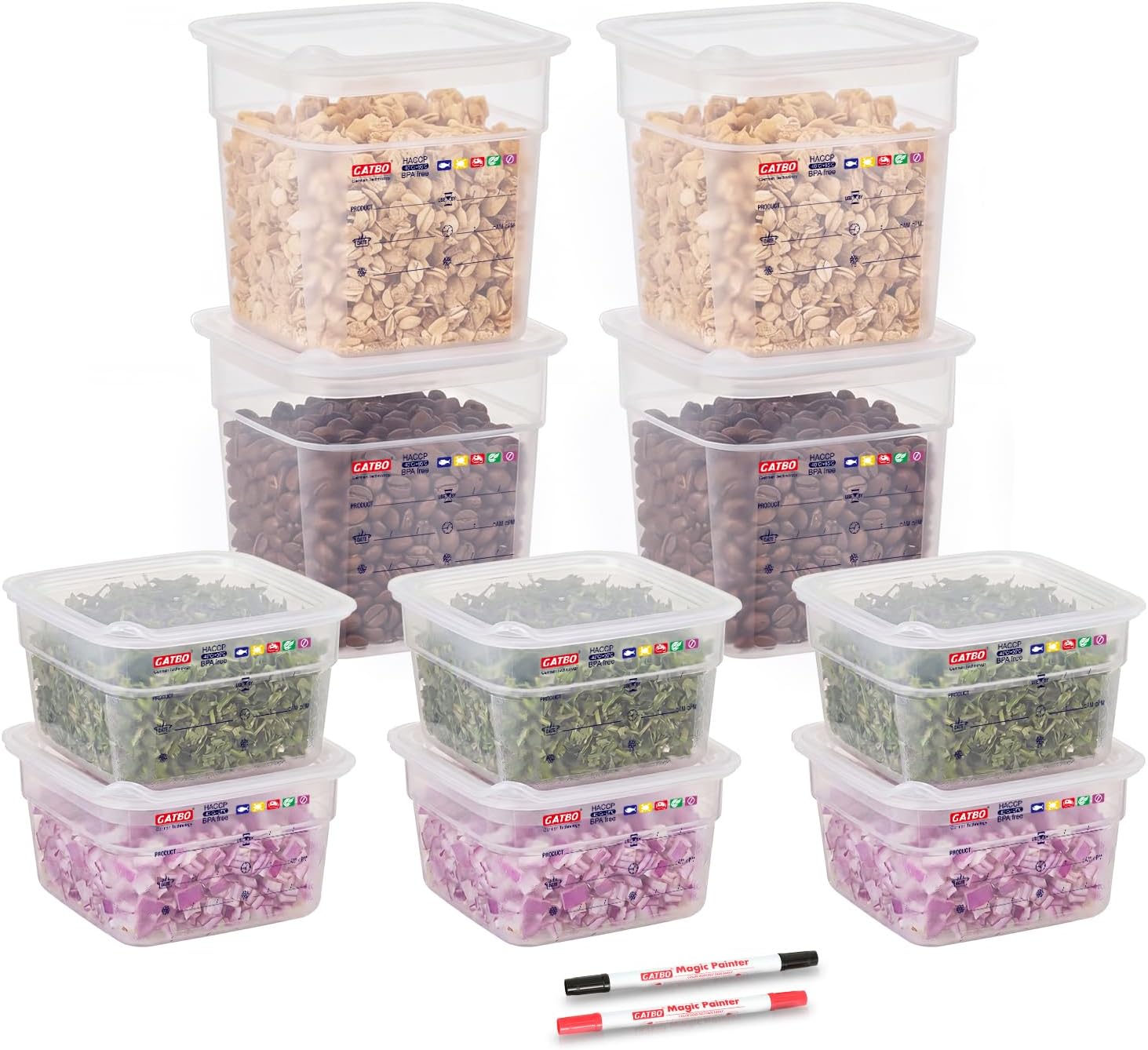 10-Pack Mini Food Storage Containers with Sealing Lids, Small Built-in Label Area Translucent Container Set, Commercial Grade, BPA-Free, Microwave Safe, 6 x 20 oz & 4 x 36 oz, 2 Markers Included