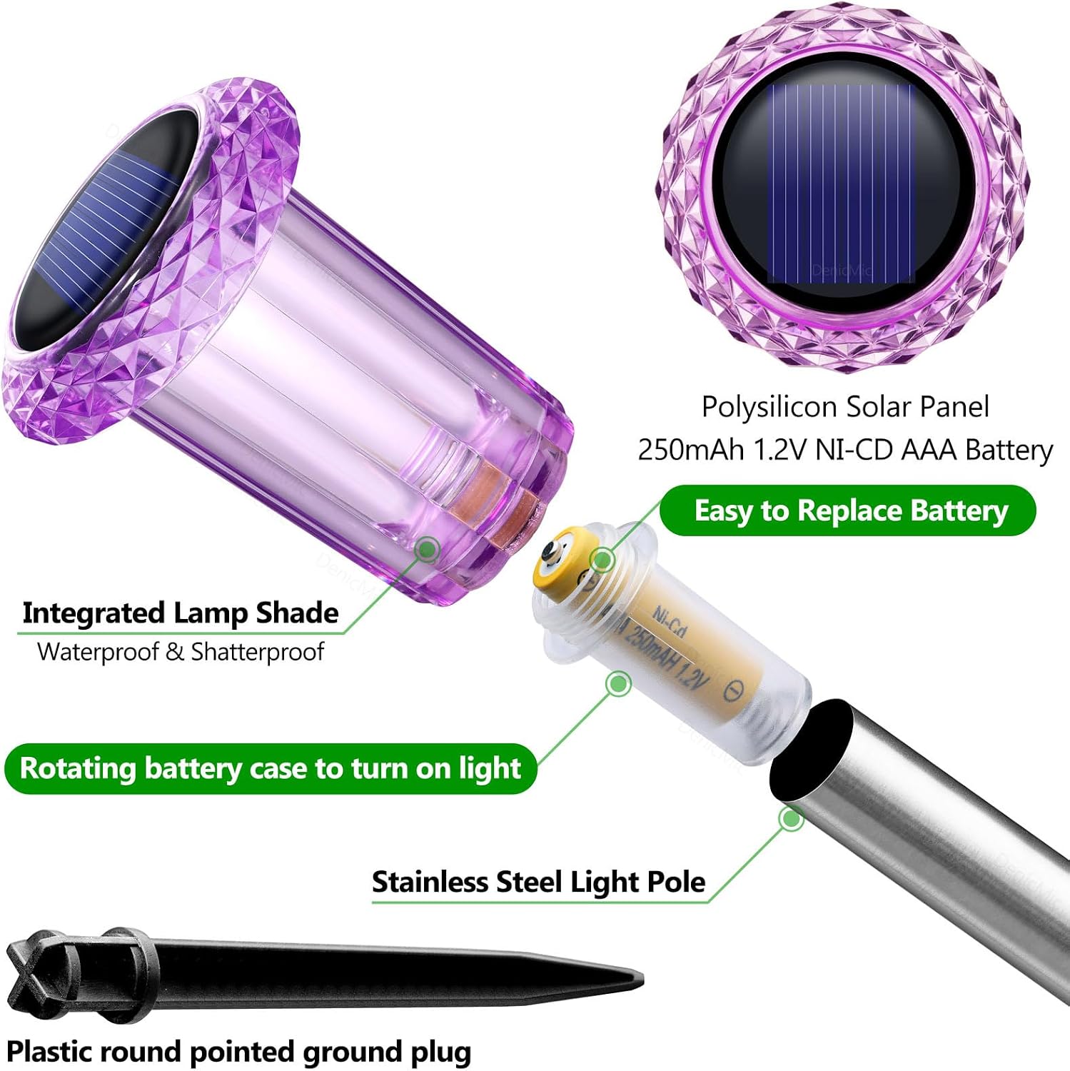 10-Pack Purple Solar LED Halloween Stake Lights - Outdoor, Waterproof, Auto On/Off - Image 2