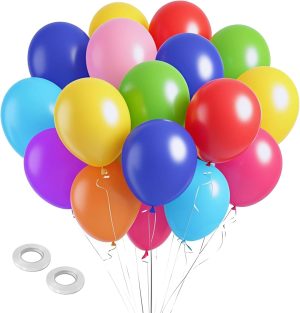 Balloons Assorted Colors Rainbow Decorations 100 Pack 12 inch Round Bright Latex Colorful Balloons for Birthday Baby Shower Wedding Party Birthday Decorations Supplies Arch Garland