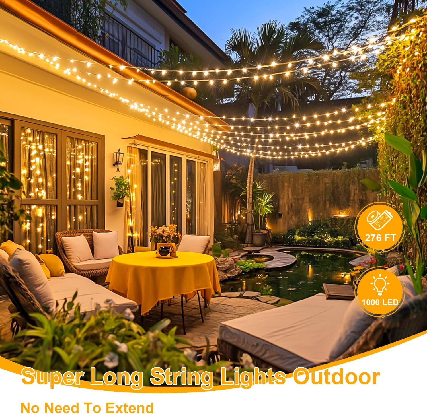 1000 LED Warm White Christmas Lights, Remote, Plug-in, Clear Wire, Indoor/Outdoor. - Image 2