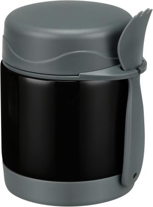 10oz Soup Thermo for Hot Food Kids Insulated Food Jar,Thermo Hot Food Lunch Container, Width Mouth Stainless Steel Lunch Box for Kids with Spoon (Black)