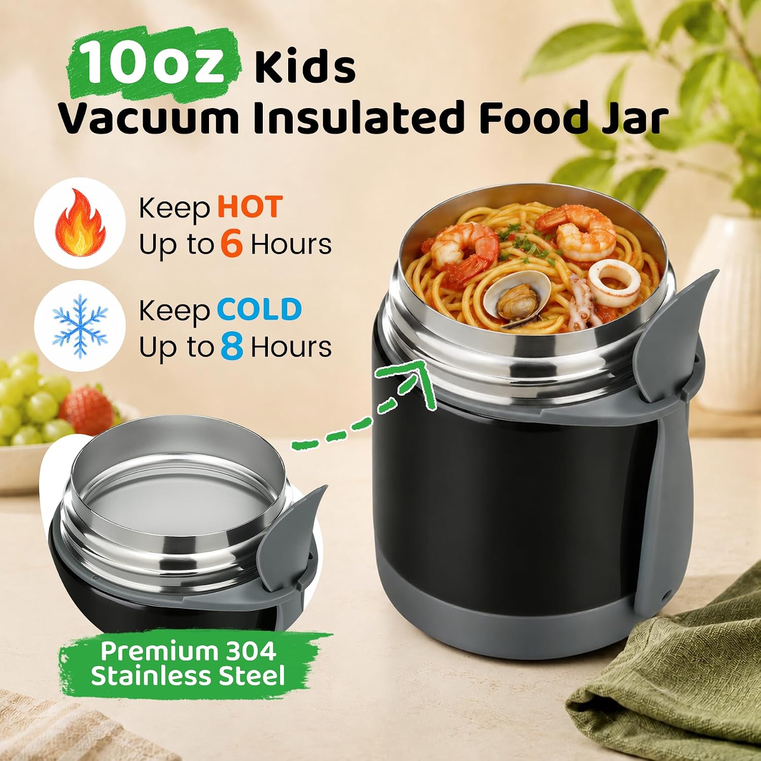 10oz black kids stainless steel insulated hot lunch jar w spoon.jpg
