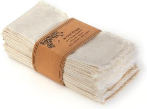 Linen Cloth Washable Cotton Dinner Napkins Wedding Party Decor | 18X18 inches , Set of 12 (Natural). Perfect for Halloween, Thanksgiving, Christmas, Wedding Party, Table Decorations