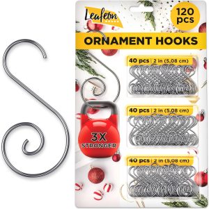 120 Pack Christmas Ornament Hooks – Perfect Ornaments Hooks for Christmas Tree Decoration – Silver S-Shaped Xmas Ornament Hangers