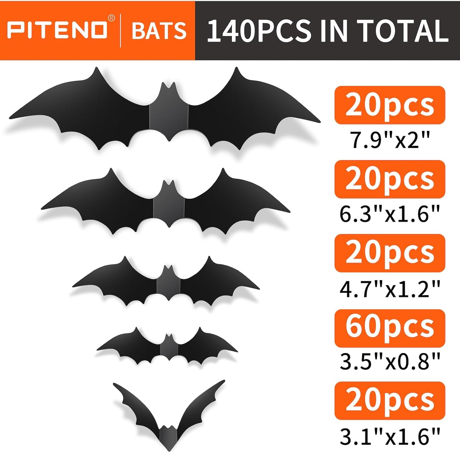 140 Realistic 3D Bat Decals for Halloween Home & Party Decor - Image 2