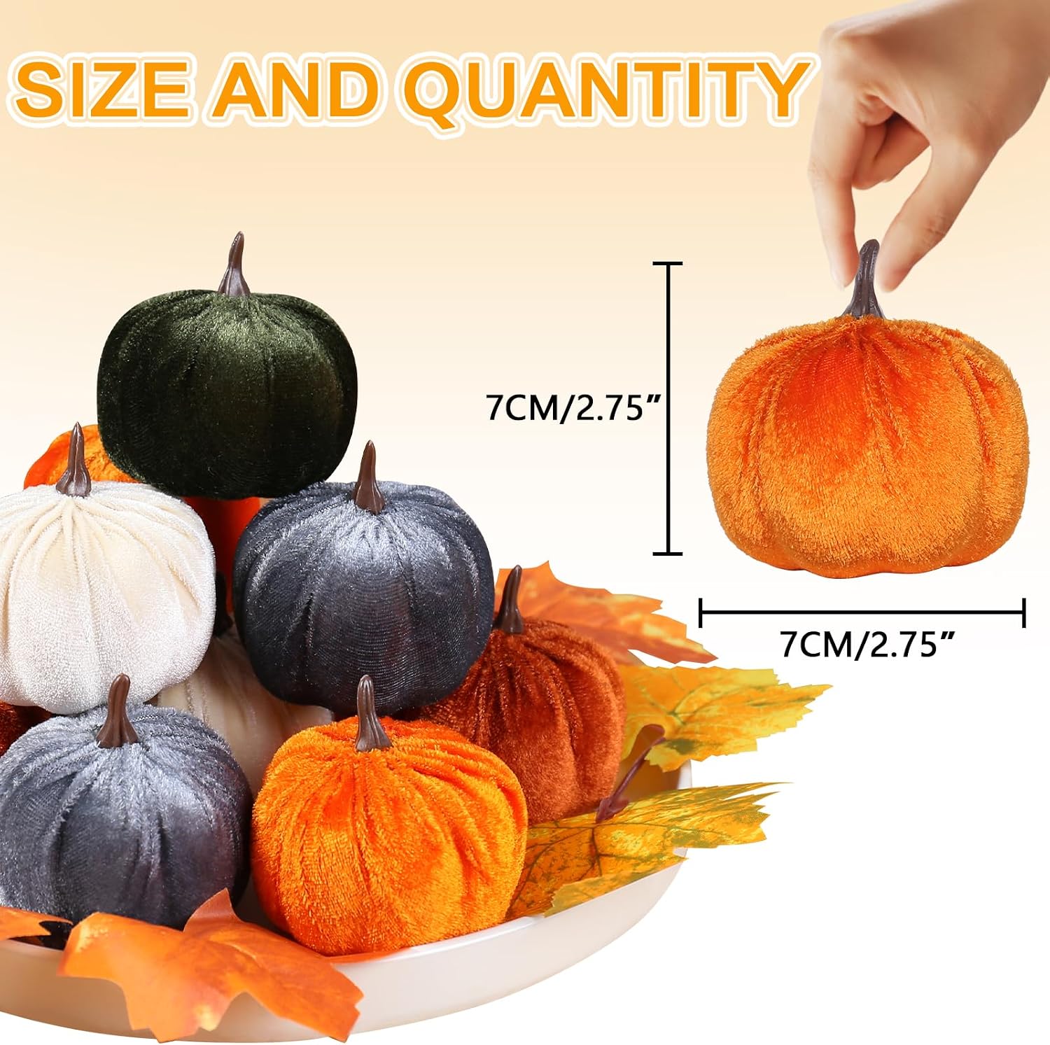 15pc Faux Flocked Foam Mini Pumpkins for Fall Harvest & Thanksgiving Decor - Image 2