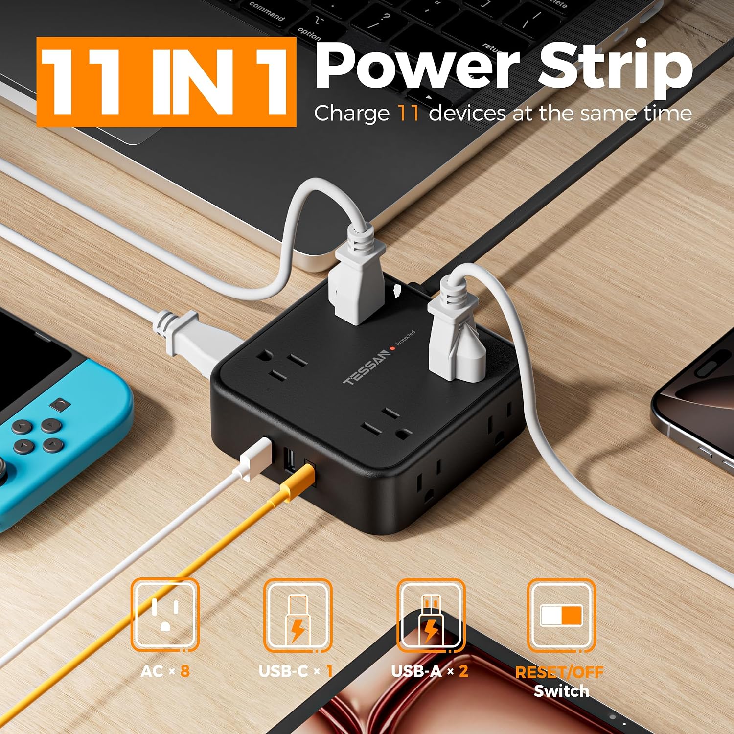 1785572078 tessan 900j surge protector 8 ac 3 usb 1c 5ft flat plug review.jpg