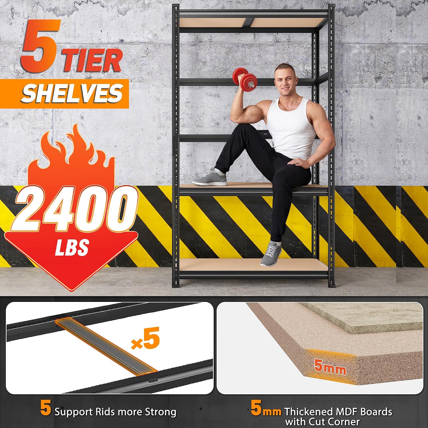 1785590813 reibii 2400lbs heavy duty 5 tier adjustable storage shelving review.jpg