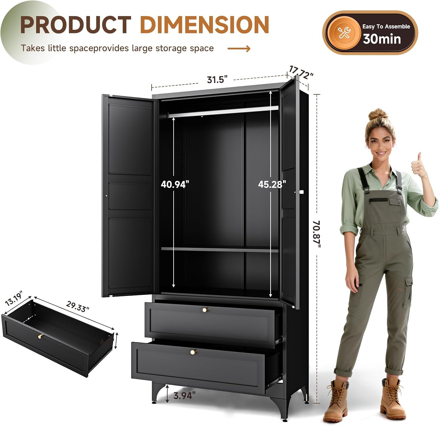 1785615356 black metal armoire review wardrobe with rod shelves 2 drawers.jpg