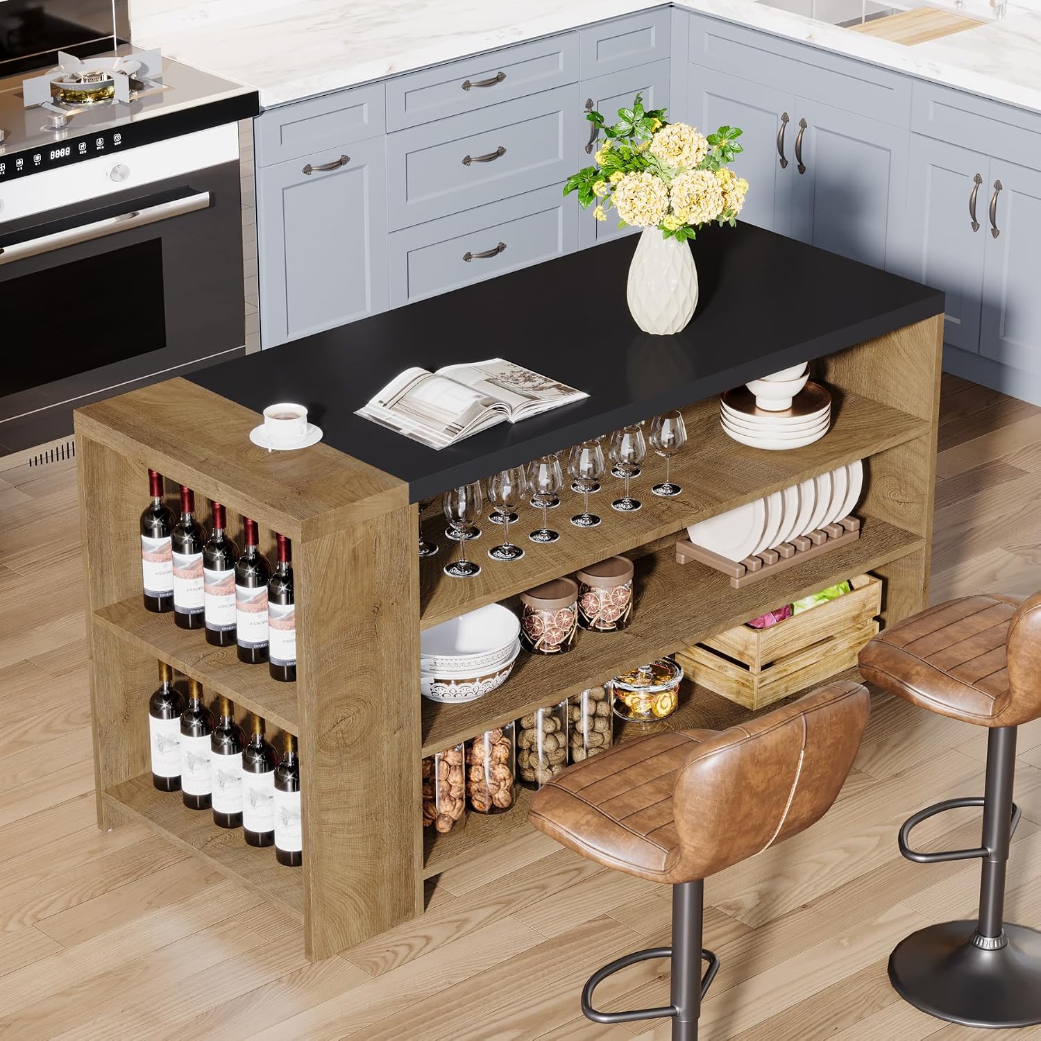 1785666351 tribesigns 55 farmhouse kitchen island storage coffee bar review.jpg