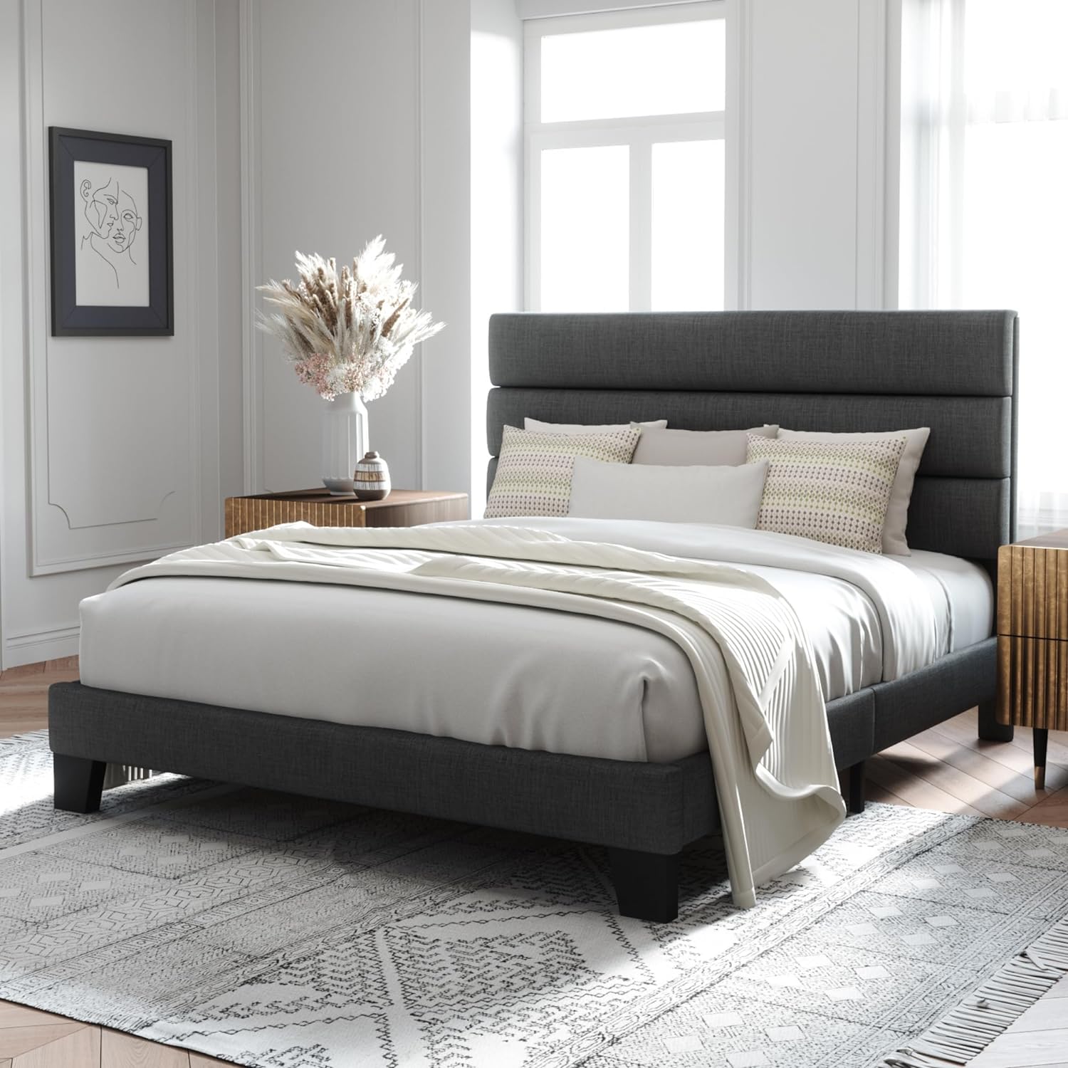 1785670061 allewie queen dark grey upholstered platform bed review slats noise free.jpg