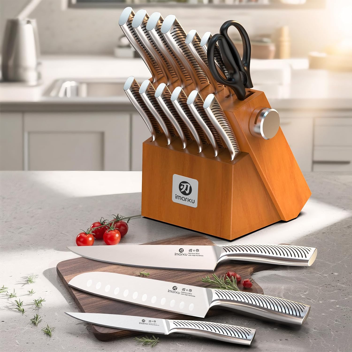 Imarku 14pc Japanese High-Carbon Knife Set Review: Built-in Sharpener, Full Tang - Image 4