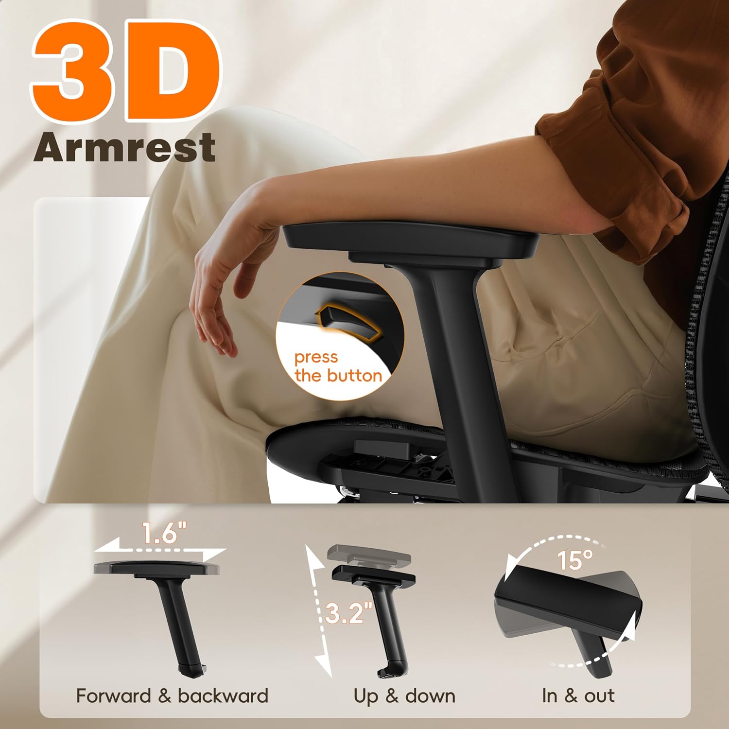 Review: Heavy-Duty Ergonomic Mesh Office Chair (135° Recline, Footrest, Adjustments) - Image 2
