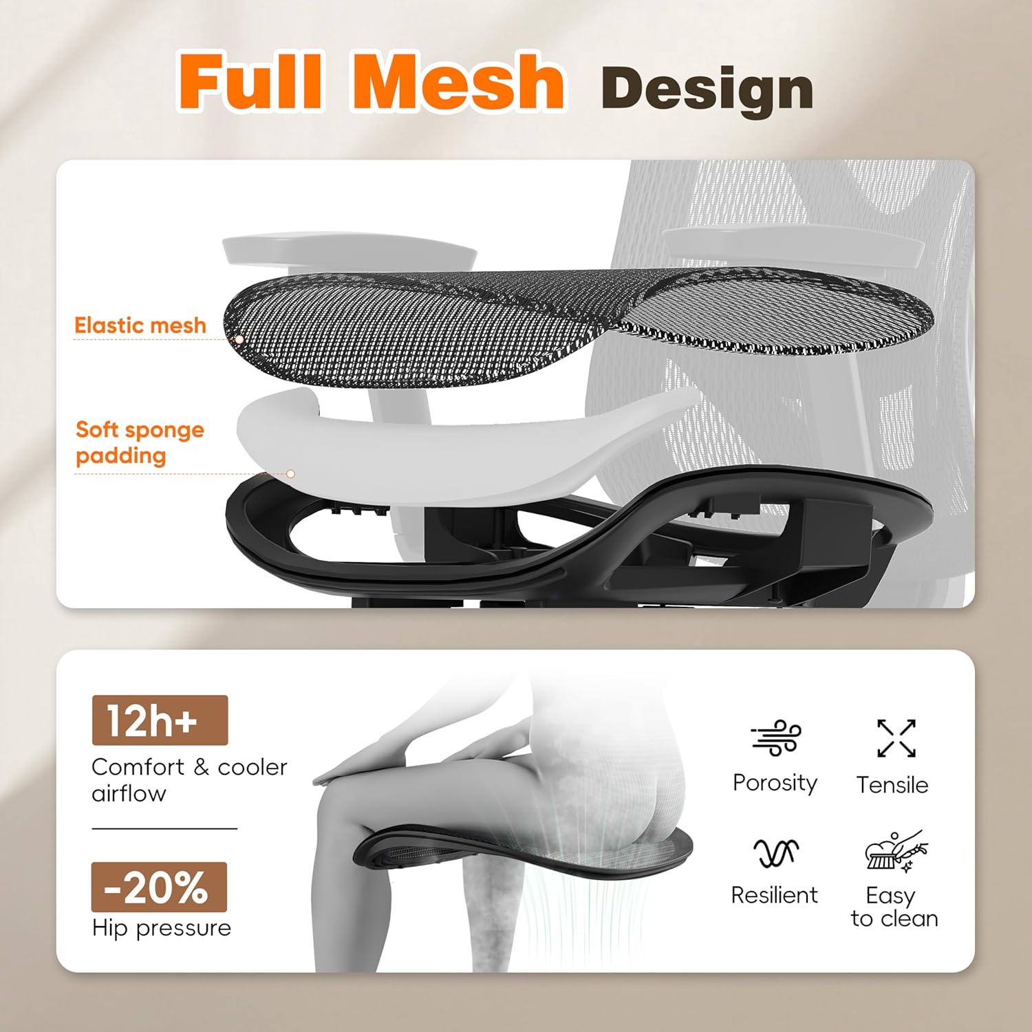 Review: Heavy-Duty Ergonomic Mesh Office Chair (135° Recline, Footrest, Adjustments) - Image 8