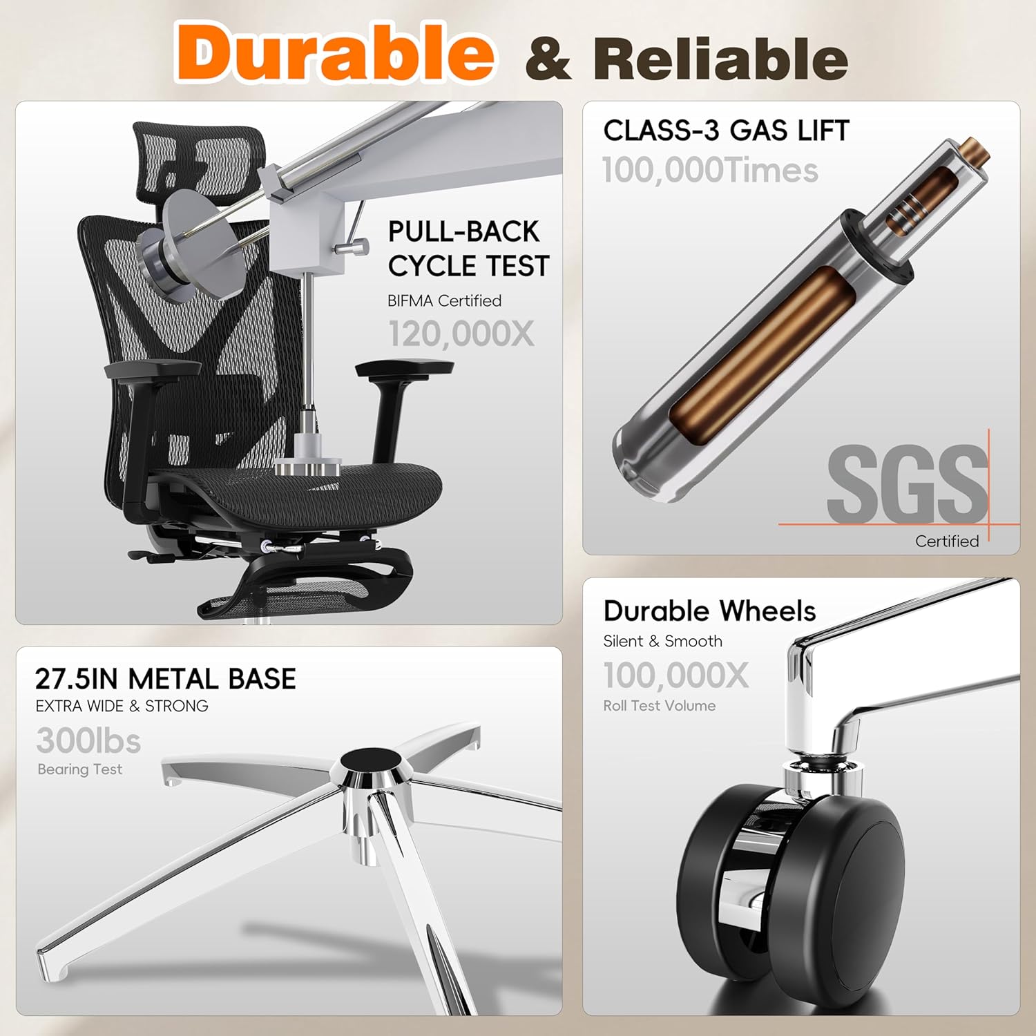 Review: Heavy-Duty Ergonomic Mesh Office Chair (135° Recline, Footrest, Adjustments) - Image 9