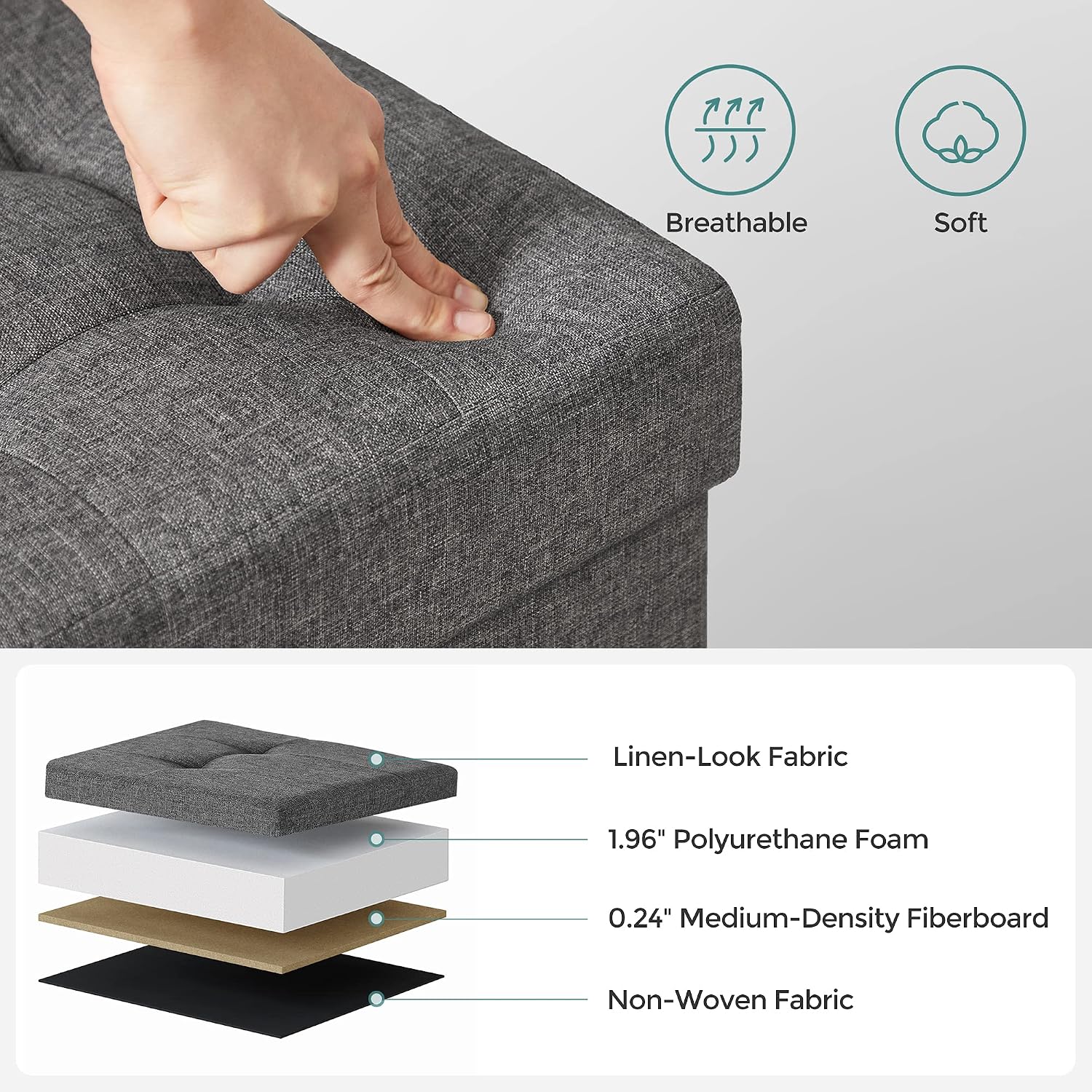 SONGMICS 660lb Storage Ottoman Review: Compact Foot Rest Stool - Image 3