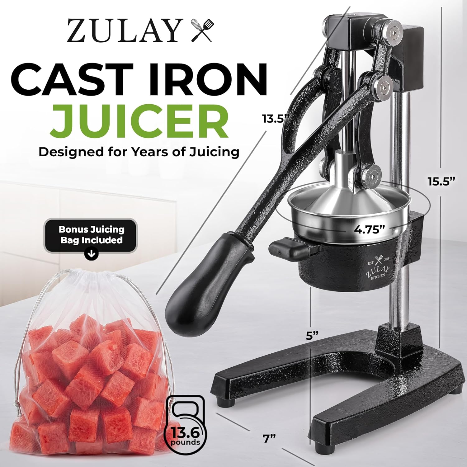Zulay Heavy-Duty Cast Iron Citrus Press: Easy Clean & Durable - Image 2