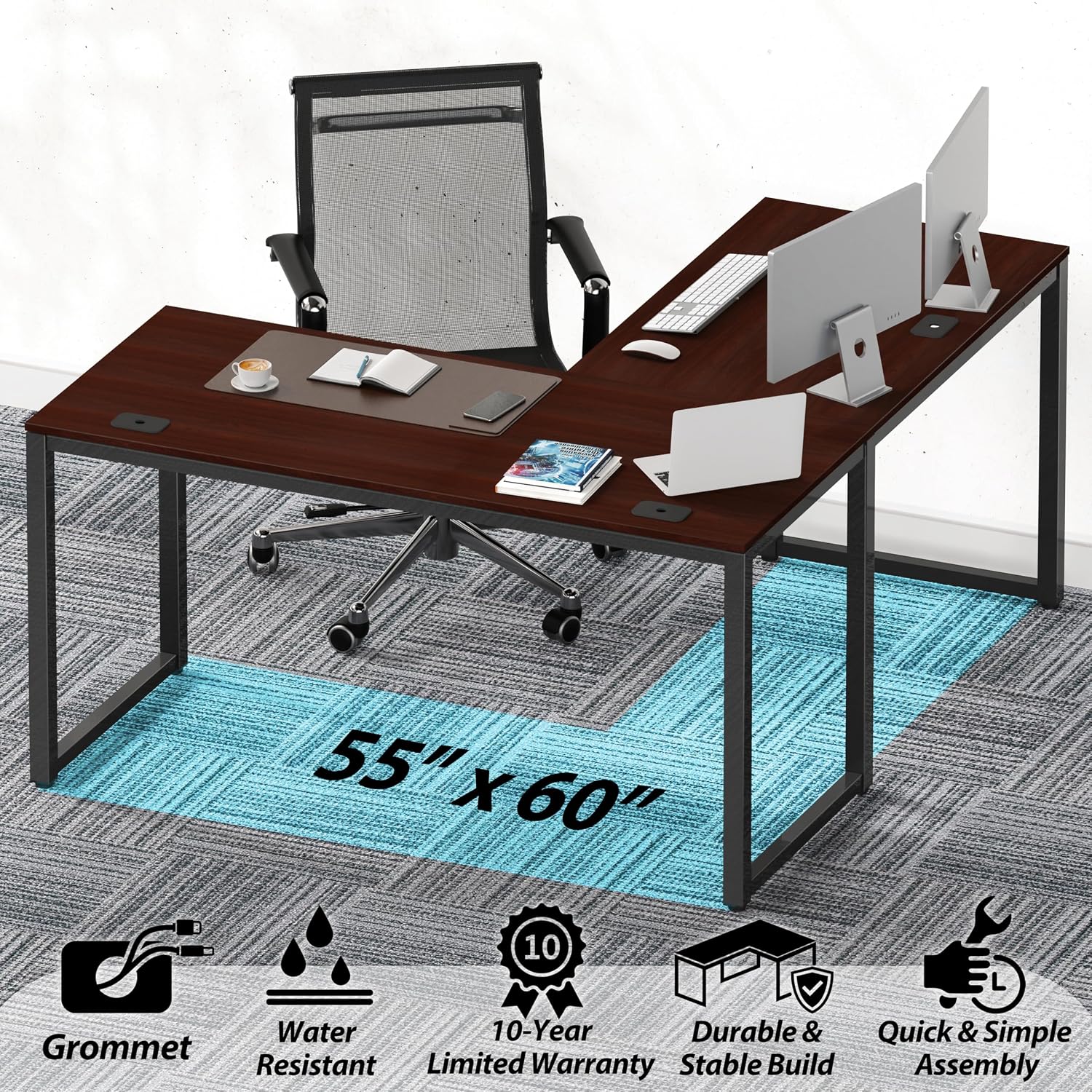 Review: SHW Commercial L-Desk with 10-Year Warranty (Cherry). - Image 4