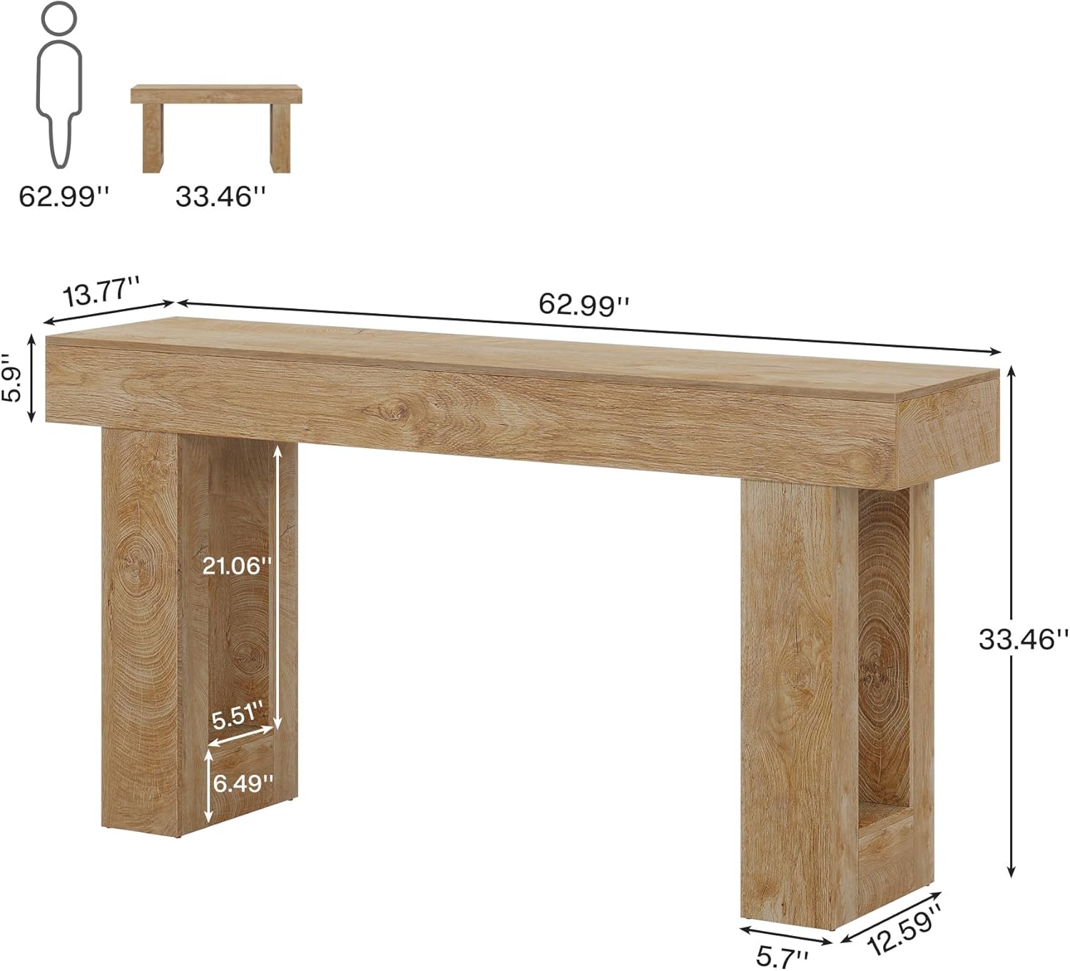 Review: Tribesigns 63" Farmhouse Wood Console Table (Narrow Sofa/Entryway). - Image 2