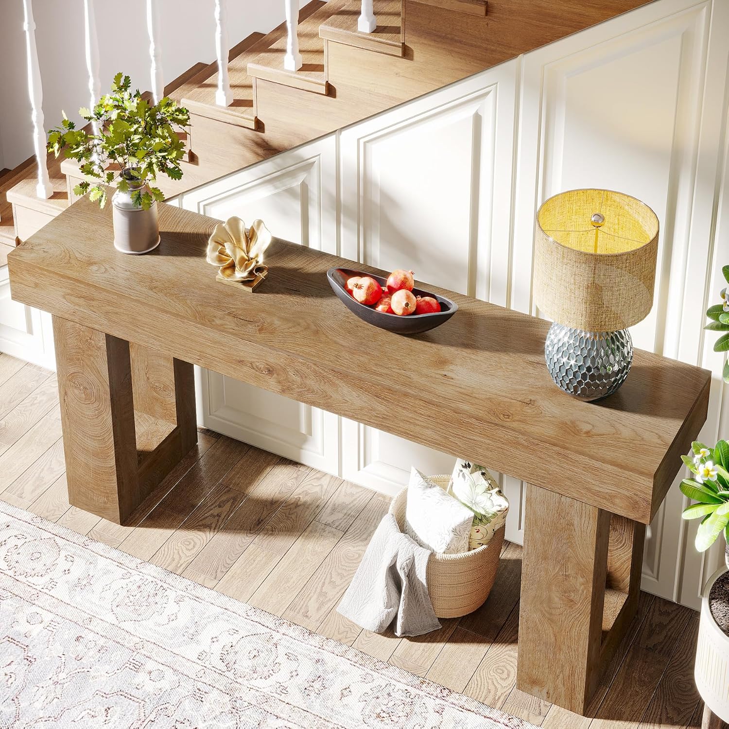 Review: Tribesigns 63" Farmhouse Wood Console Table (Narrow Sofa/Entryway). - Image 5
