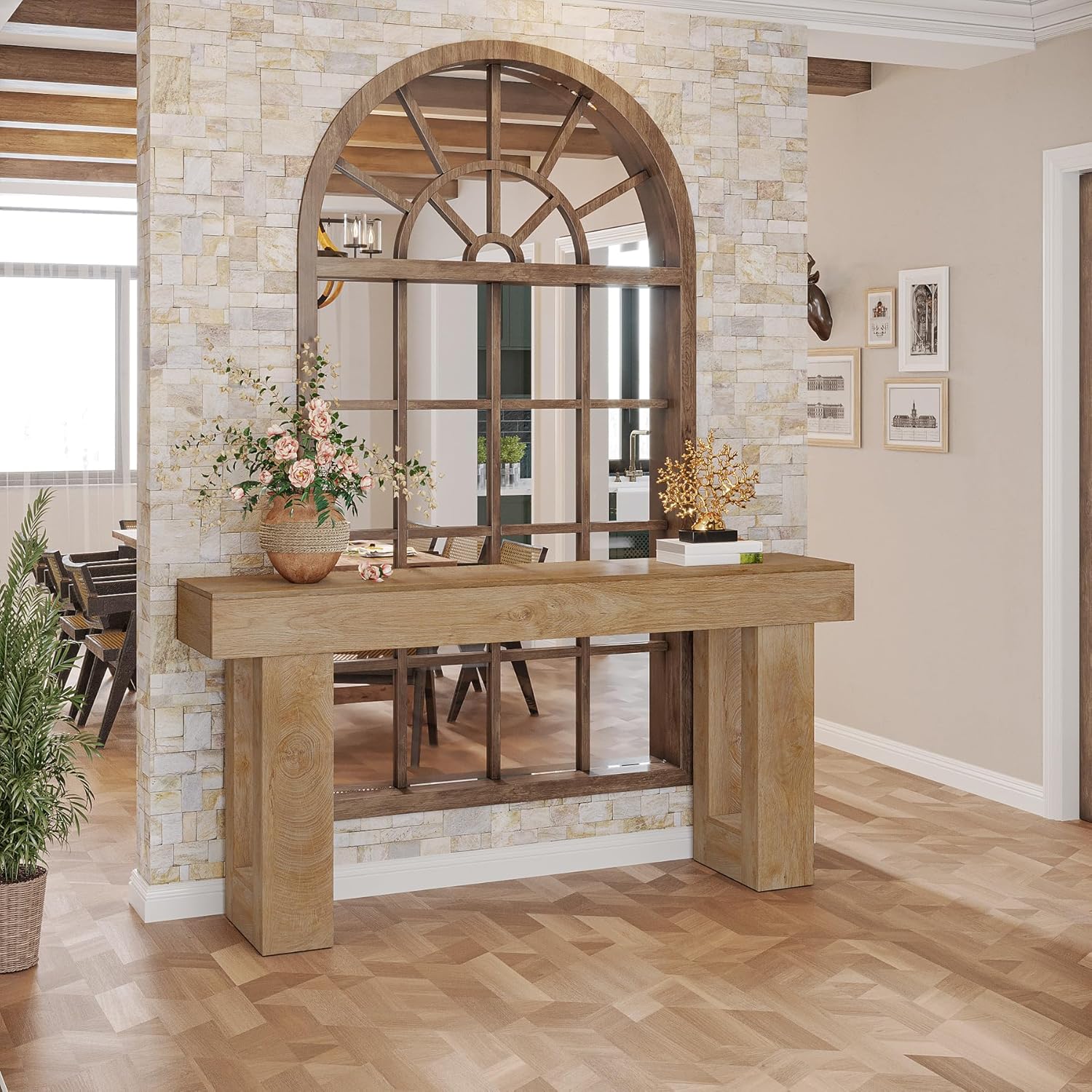 Review: Tribesigns 63" Farmhouse Wood Console Table (Narrow Sofa/Entryway). - Image 6