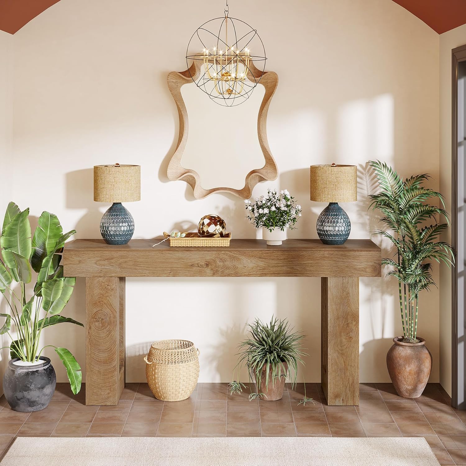 Review: Tribesigns 63" Farmhouse Wood Console Table (Narrow Sofa/Entryway). - Image 8