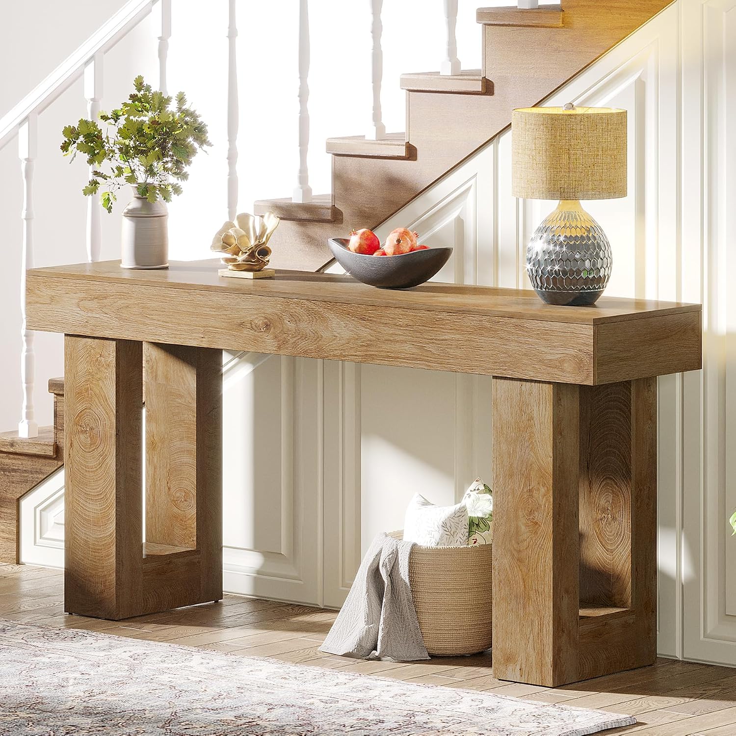Review: Tribesigns 63" Farmhouse Wood Console Table (Narrow Sofa/Entryway). - Image 9
