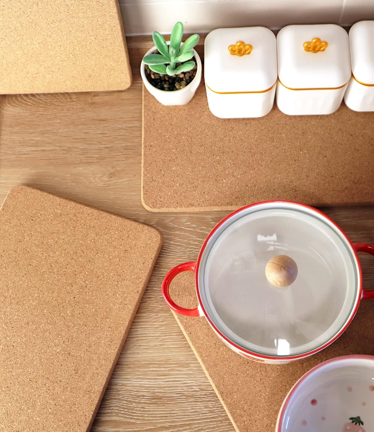 4 Pcs High-Density Cork Trivets (12x7") for Hot Dishes, Pots & Pans - Image 8