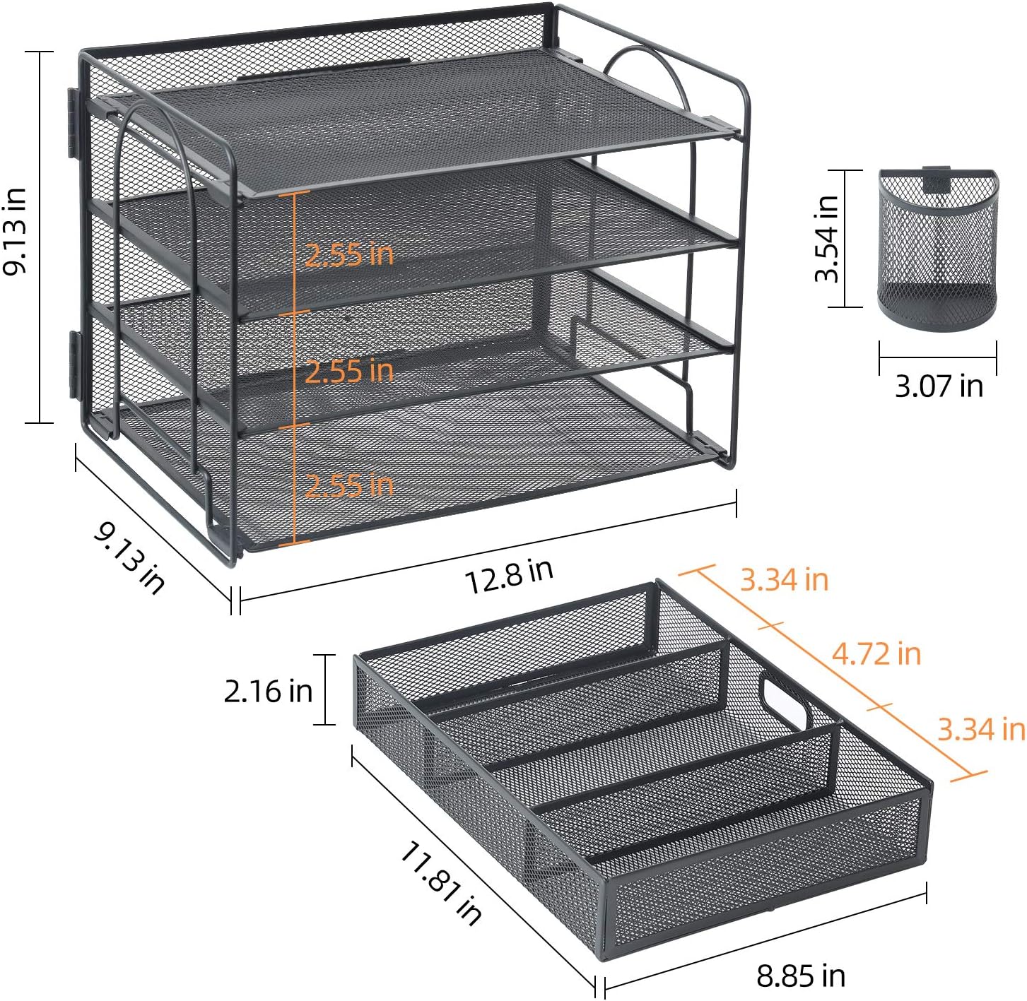 Review: Marbrasse Sturdy 4-Tier Desk Organizer Tray w/Drawer & Pen Slots - Image 4