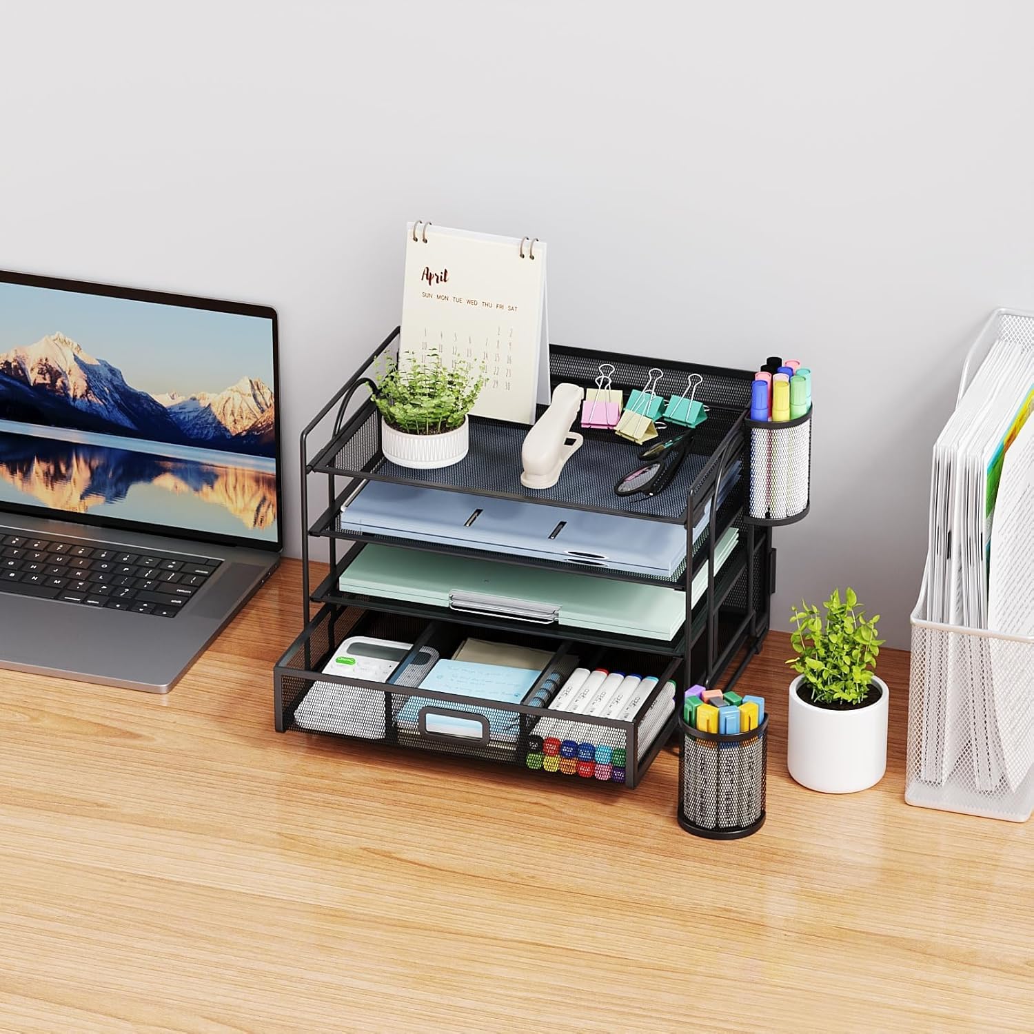 Review: Marbrasse Sturdy 4-Tier Desk Organizer Tray w/Drawer & Pen Slots - Image 5