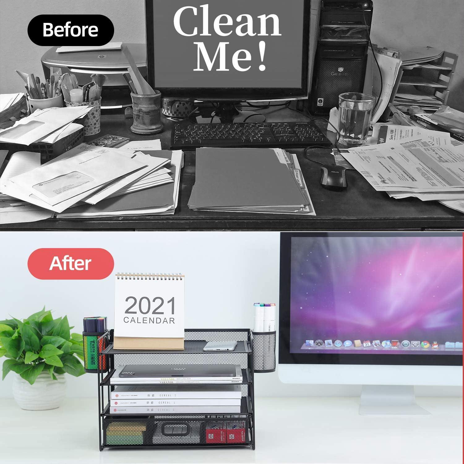 Review: Marbrasse Sturdy 4-Tier Desk Organizer Tray w/Drawer & Pen Slots - Image 6