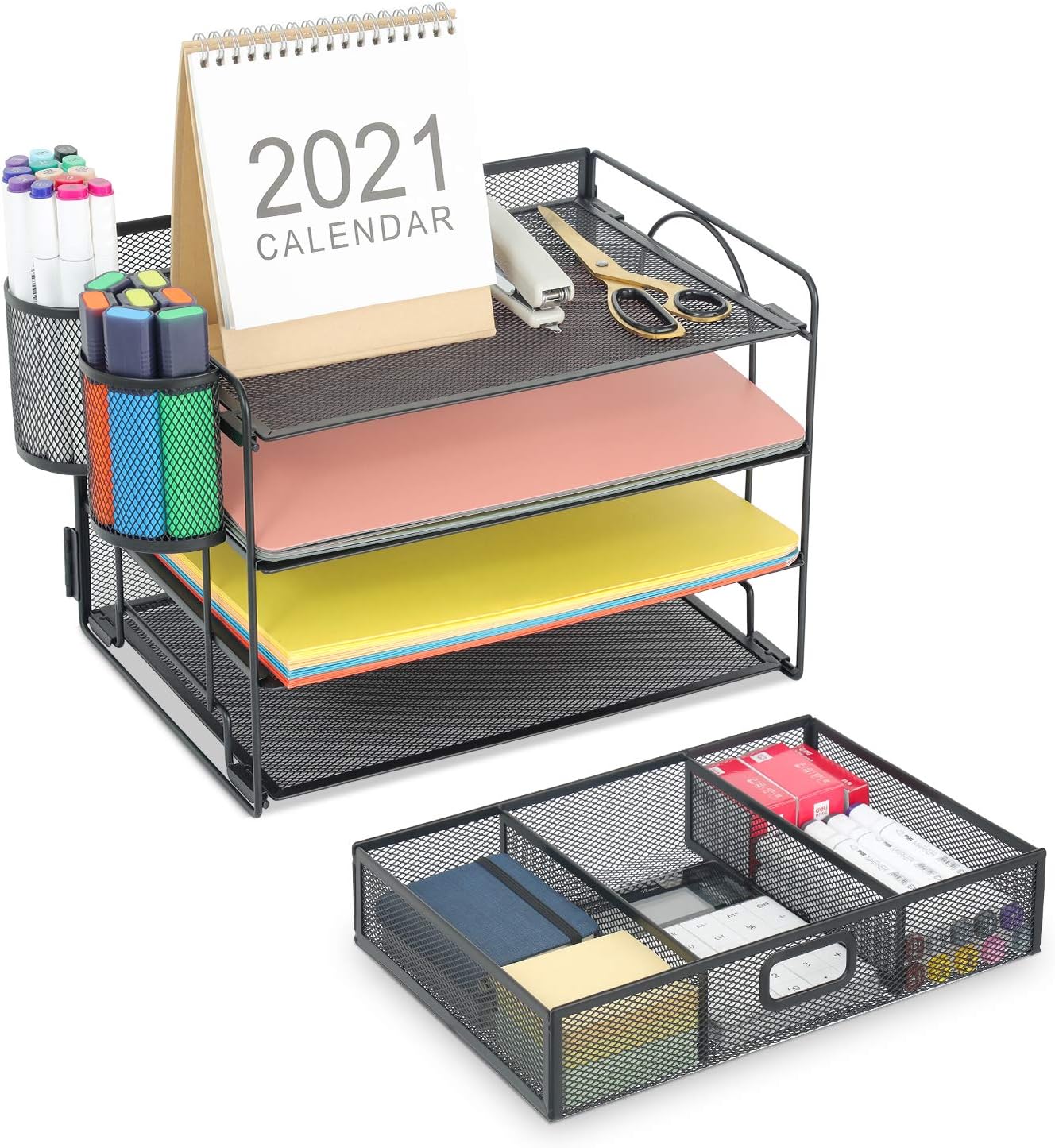 Review: Marbrasse Sturdy 4-Tier Desk Organizer Tray w/Drawer & Pen Slots - Image 8