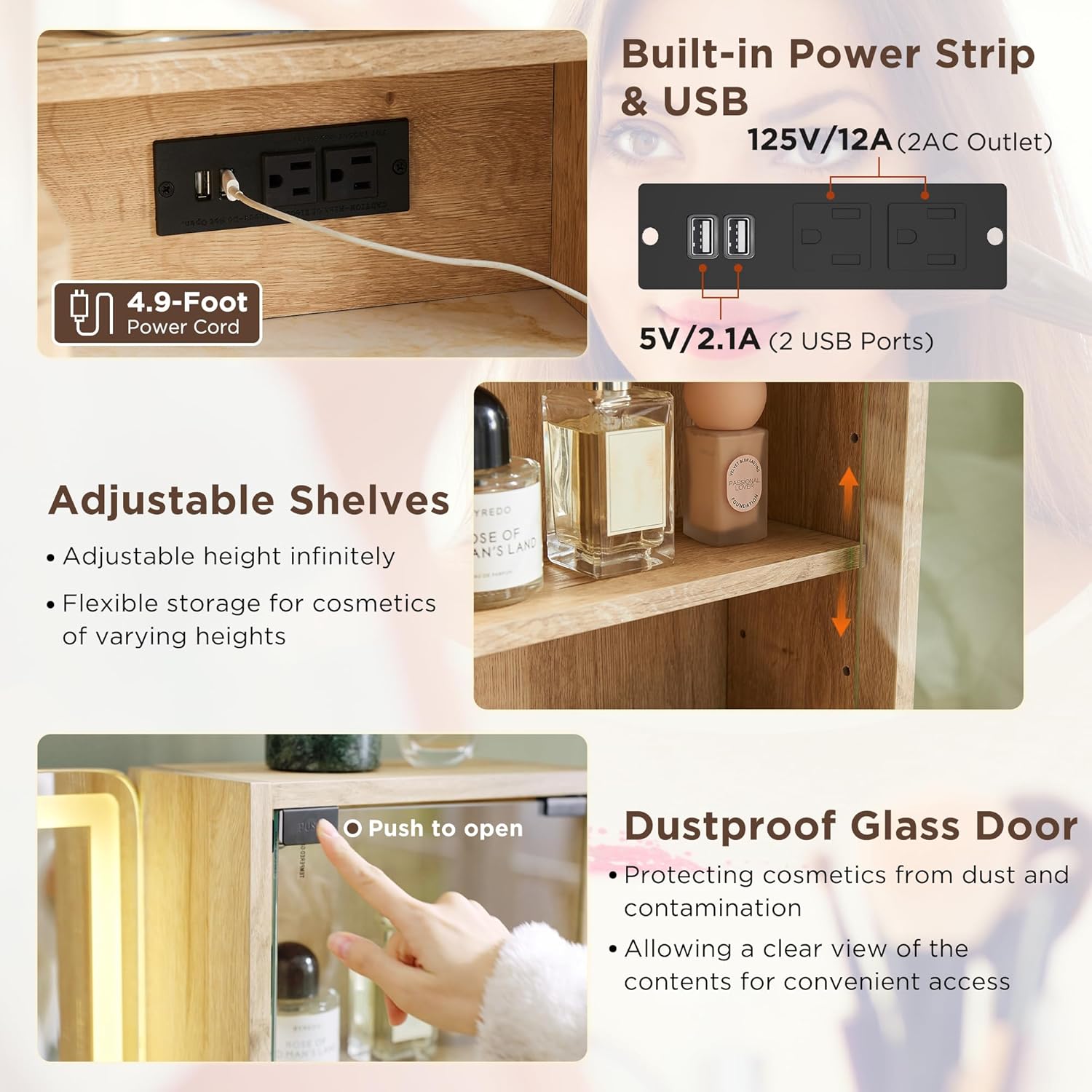 Review: 48" Fluted Oak Vanity, Smart LED Mirror, Glass Top, Storage, Charging (77 chars) - Image 3
