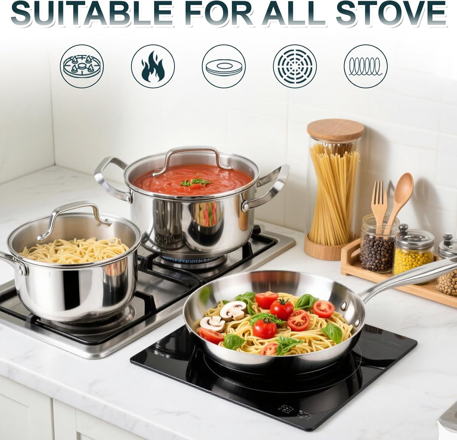 Review: 20-Pc Professional Stainless Steel Cookware. Induction/Oven/Dishwasher Safe. - Image 5
