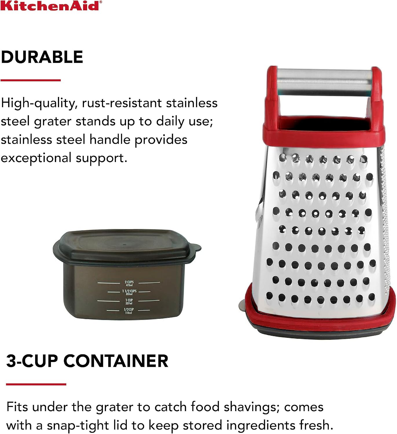 KitchenAid Gourmet 4-Sided Box Grater Review with Detachable Storage - Image 3