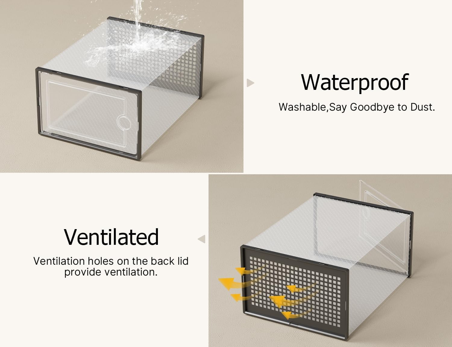 XXL Clear Stackable Drop-Front Shoe Organizer Boxes (12 Pack) - Image 2