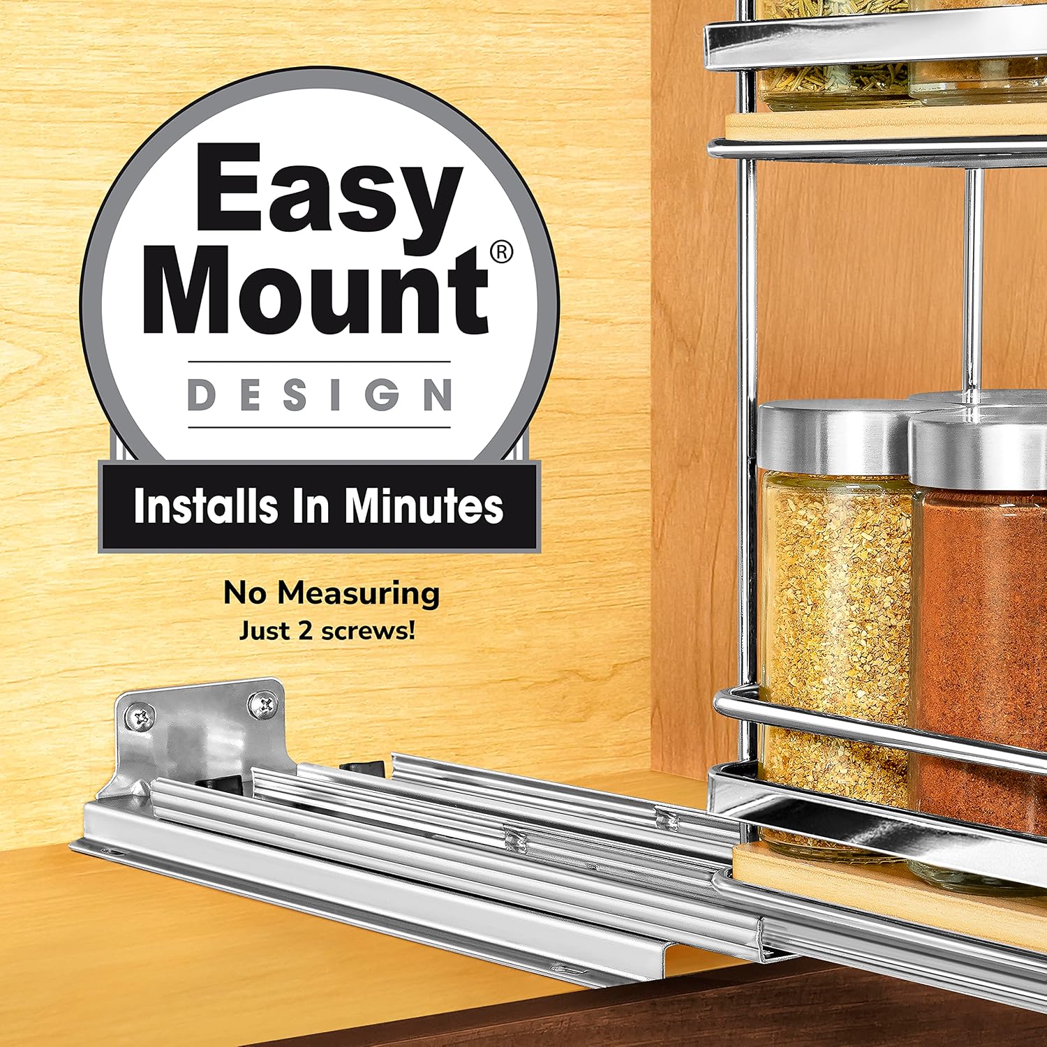 LYNK Élite 2-Tier Wood/Chrome Pull-Out Cabinet Spice Rack Review (4-3/8" W) - Image 3