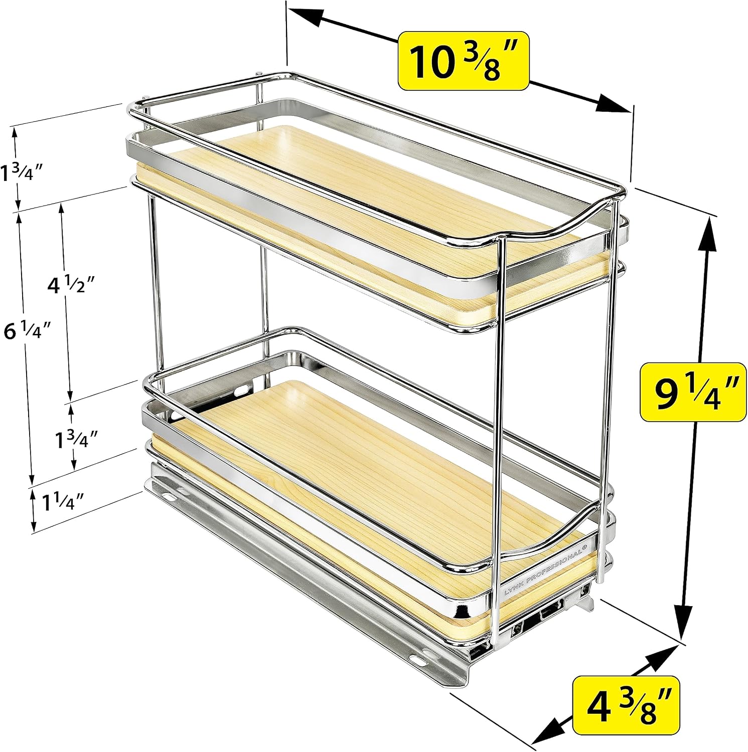 LYNK Élite 2-Tier Wood/Chrome Pull-Out Cabinet Spice Rack Review (4-3/8" W) - Image 5
