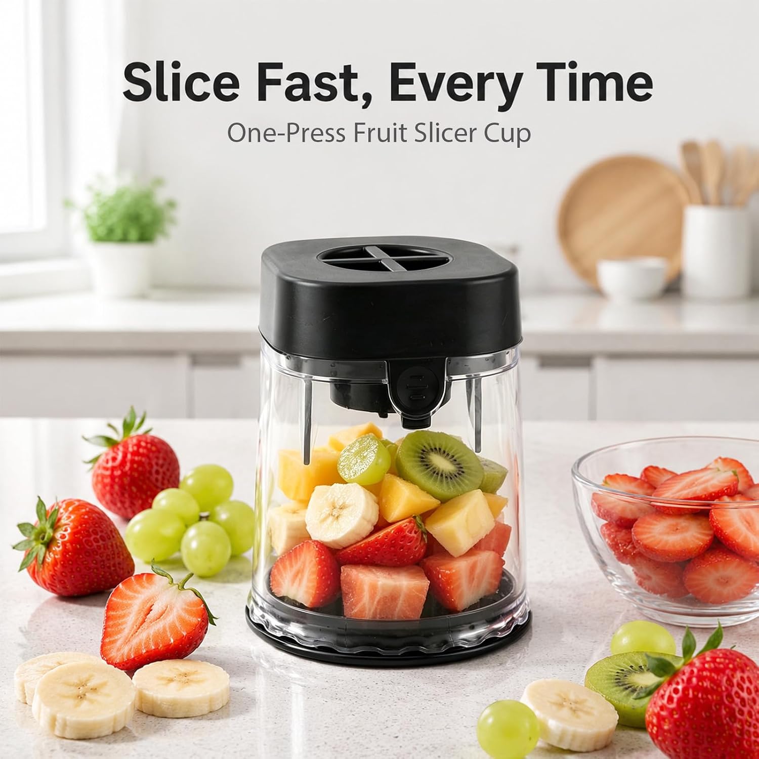 Salad Prep 2-in-1 Slicer/Dicer Cup with Lid & Blades. - Image 3