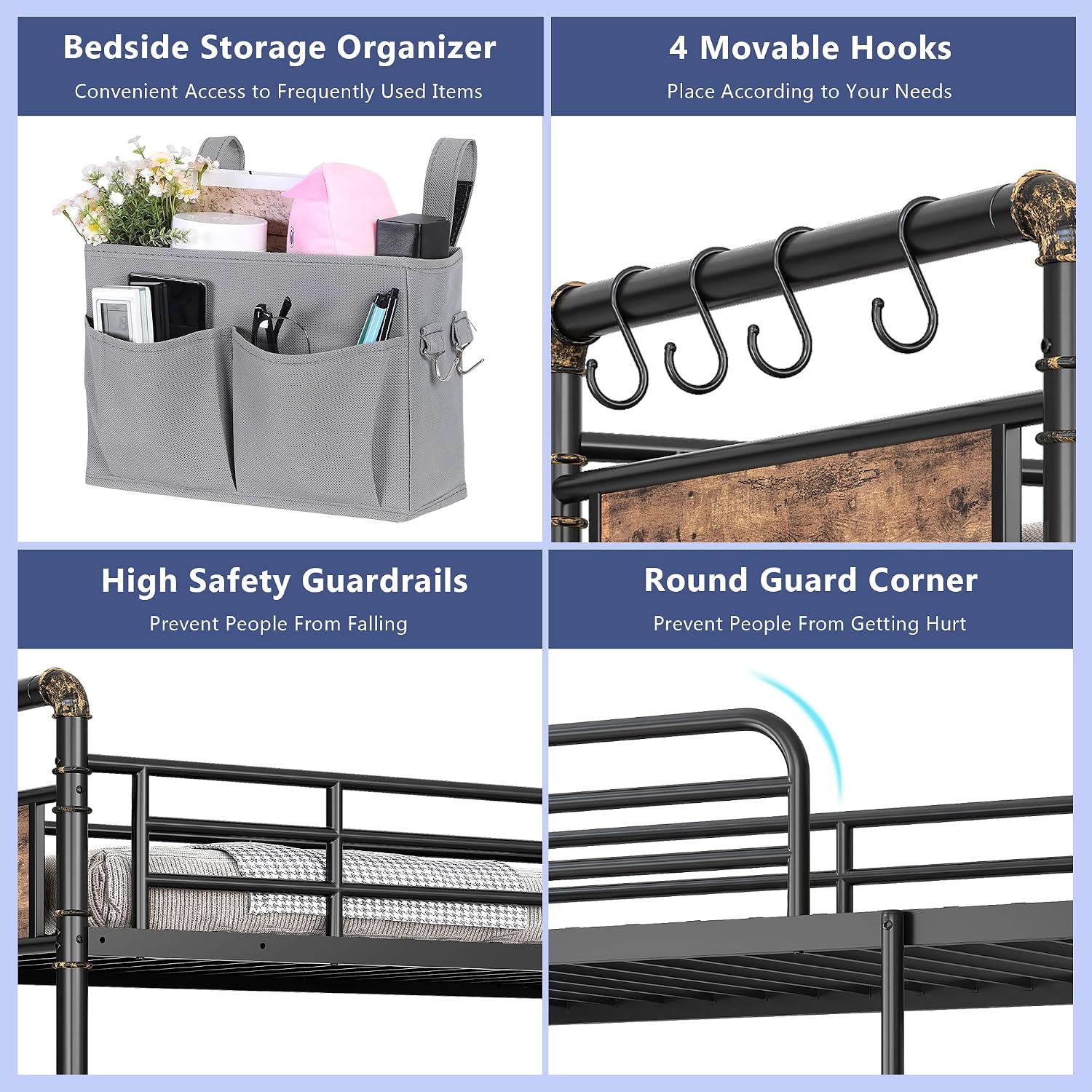 Review: Vintage Metal LED Bunk Bed, Storage, USB, Twin/Twin. - Image 3