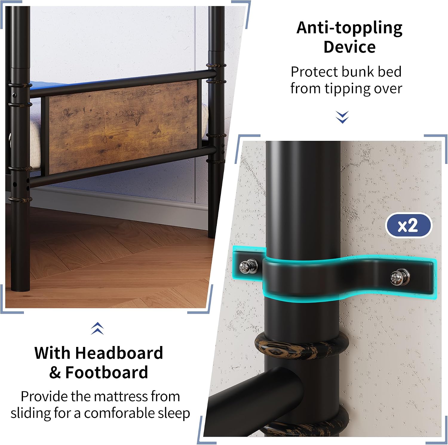 Review: Vintage Metal LED Bunk Bed, Storage, USB, Twin/Twin. - Image 4