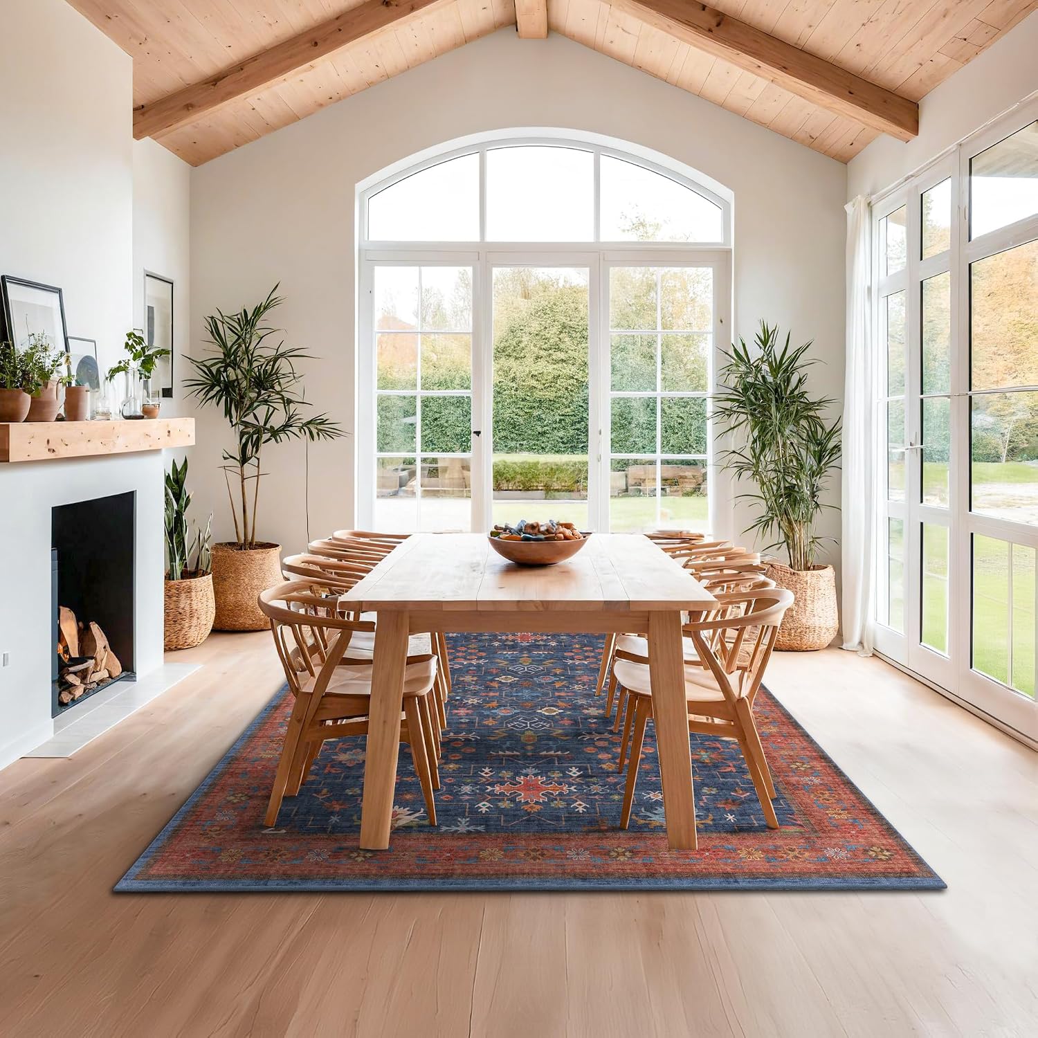 8x10 Navy Washable Area Rug Review: Low Pile, Non-Slip, Stain-Resistant Boho - Image 3