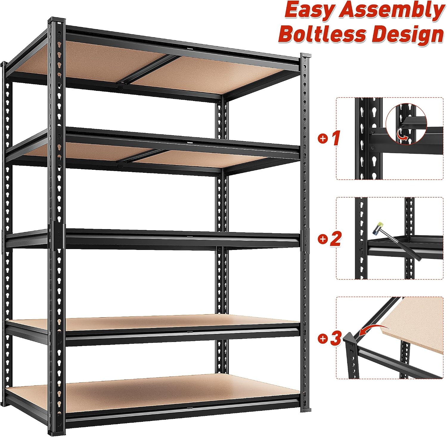 REIBII 2-Pack Heavy Duty 5-Tier Adjustable Metal Shelving Review - Image 4