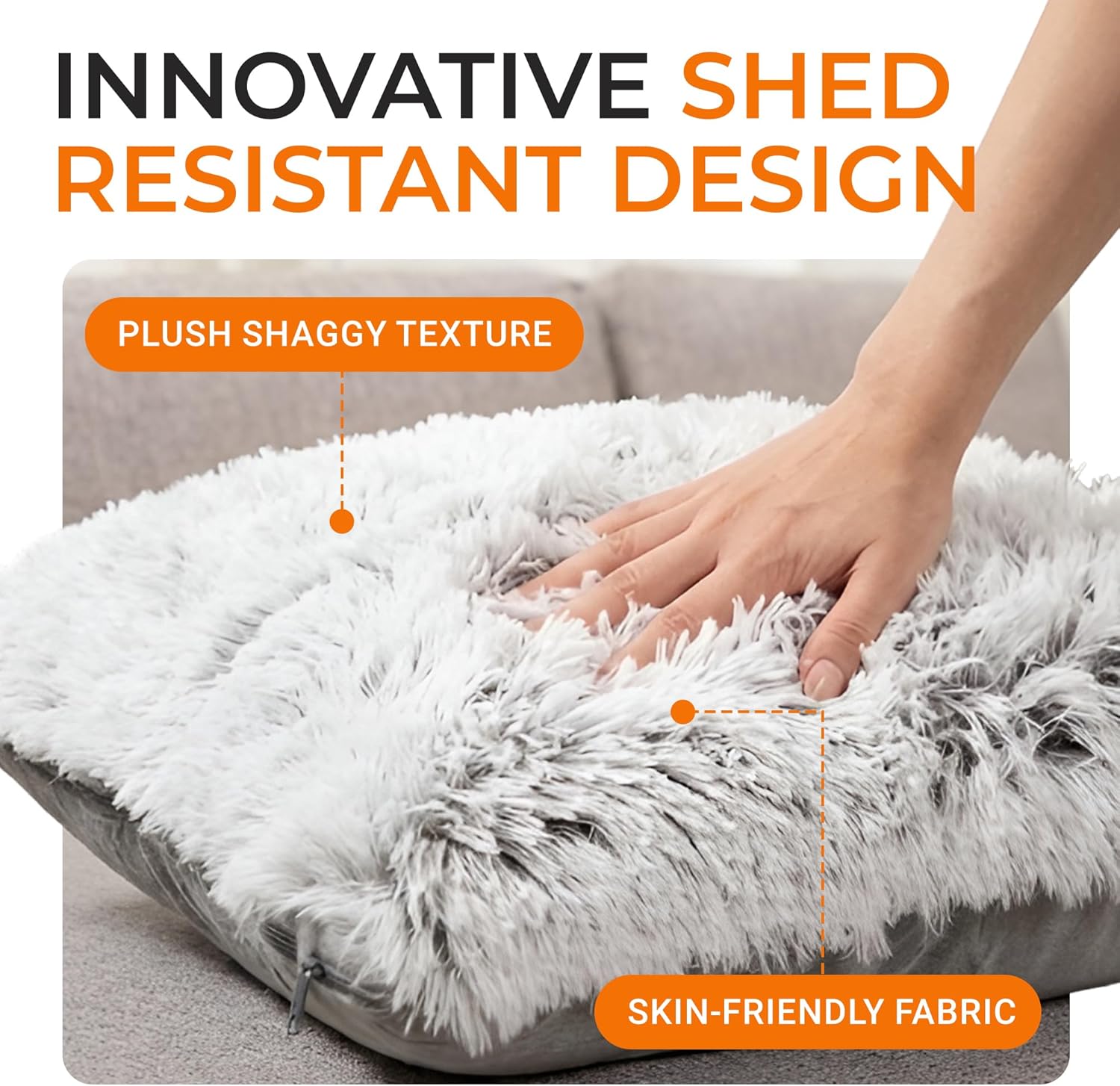 Cheer Collection Gray Shaggy Faux Fur Throw Pillows (2-pack, 18x18) Review - Image 3
