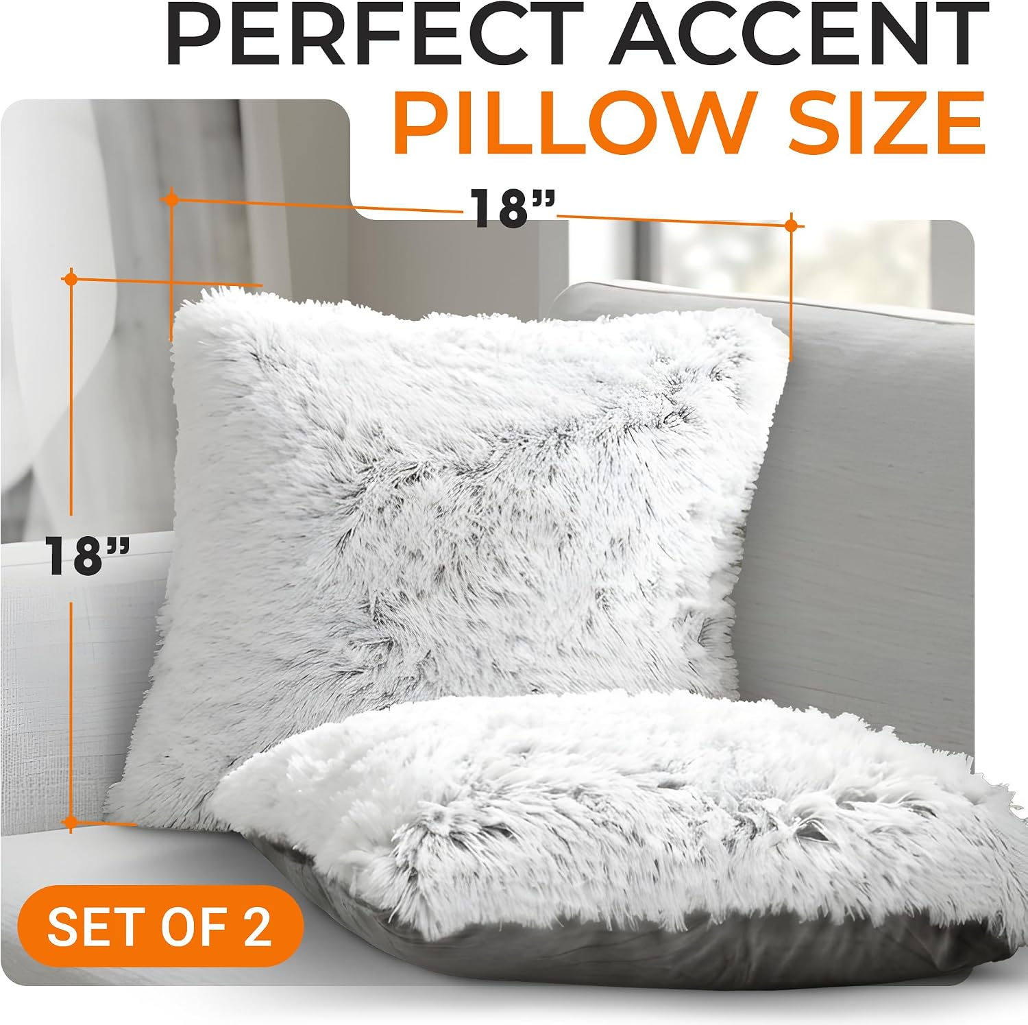 Cheer Collection Gray Shaggy Faux Fur Throw Pillows (2-pack, 18x18) Review - Image 4