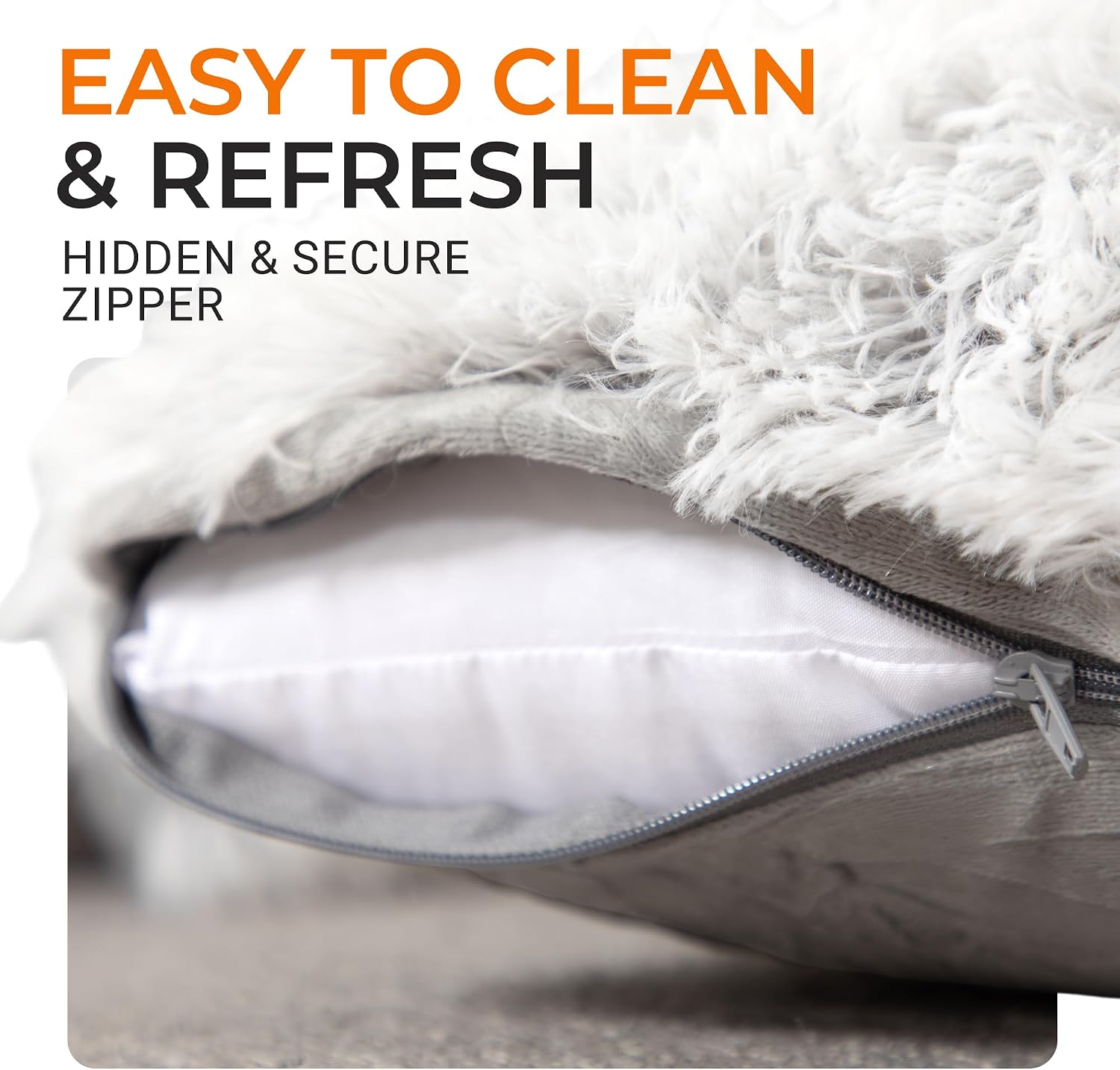 Cheer Collection Gray Shaggy Faux Fur Throw Pillows (2-pack, 18x18) Review - Image 5