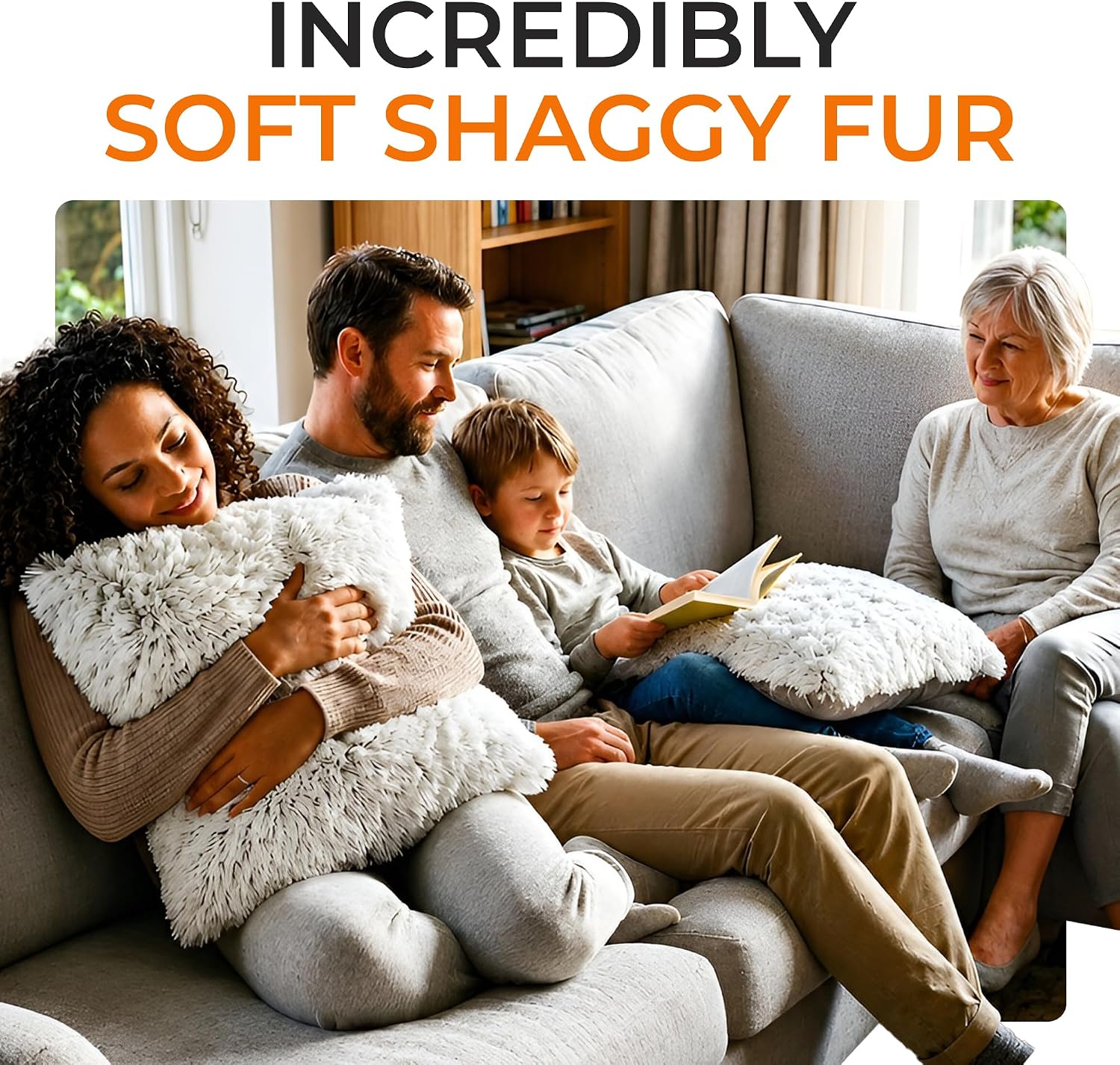Cheer Collection Gray Shaggy Faux Fur Throw Pillows (2-pack, 18x18) Review - Image 7