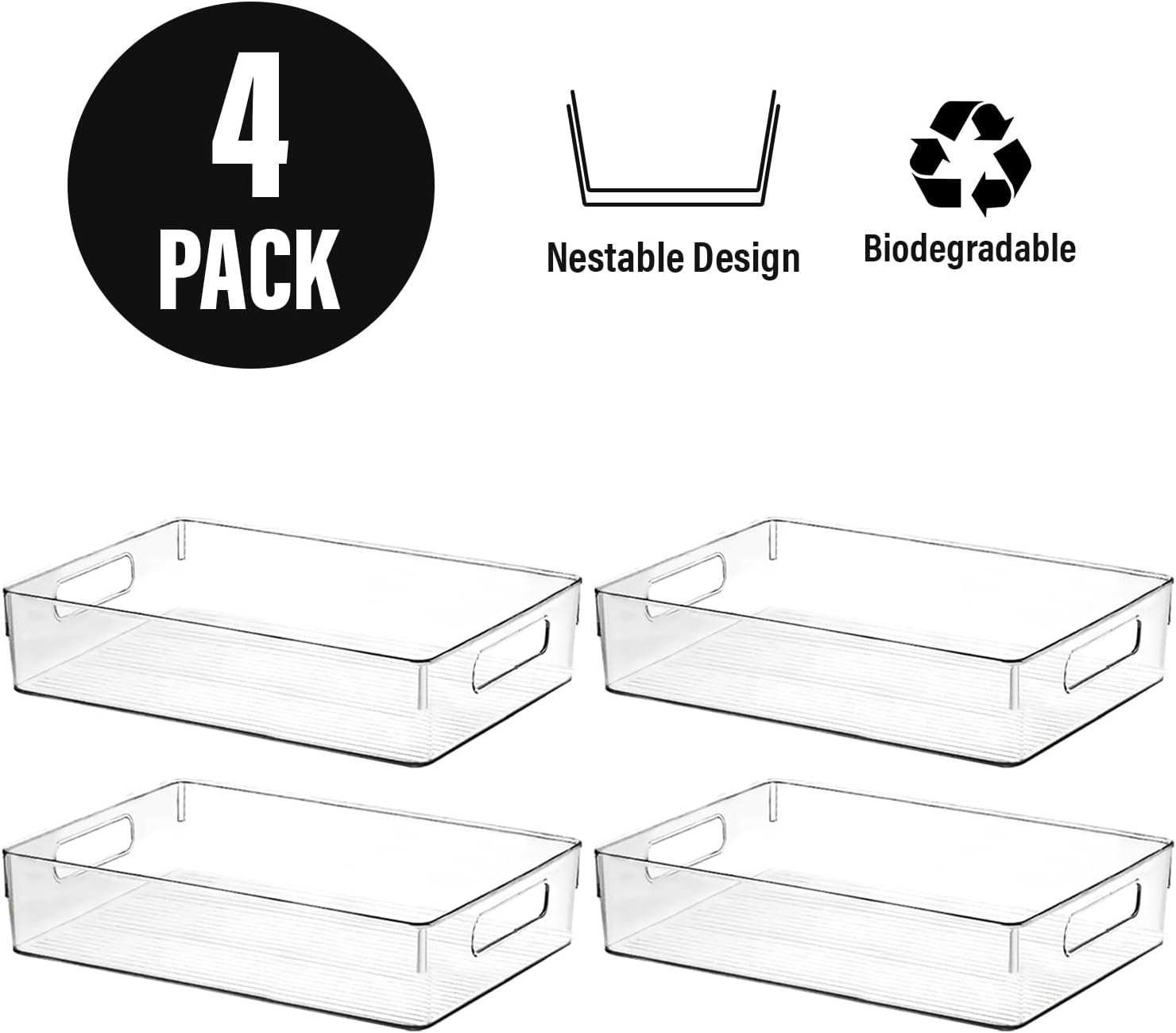 Clear Plastic Organizer Bins for Kitchen, Pantry, Fridge, Bath, Medicine Cabinet. - Image 4